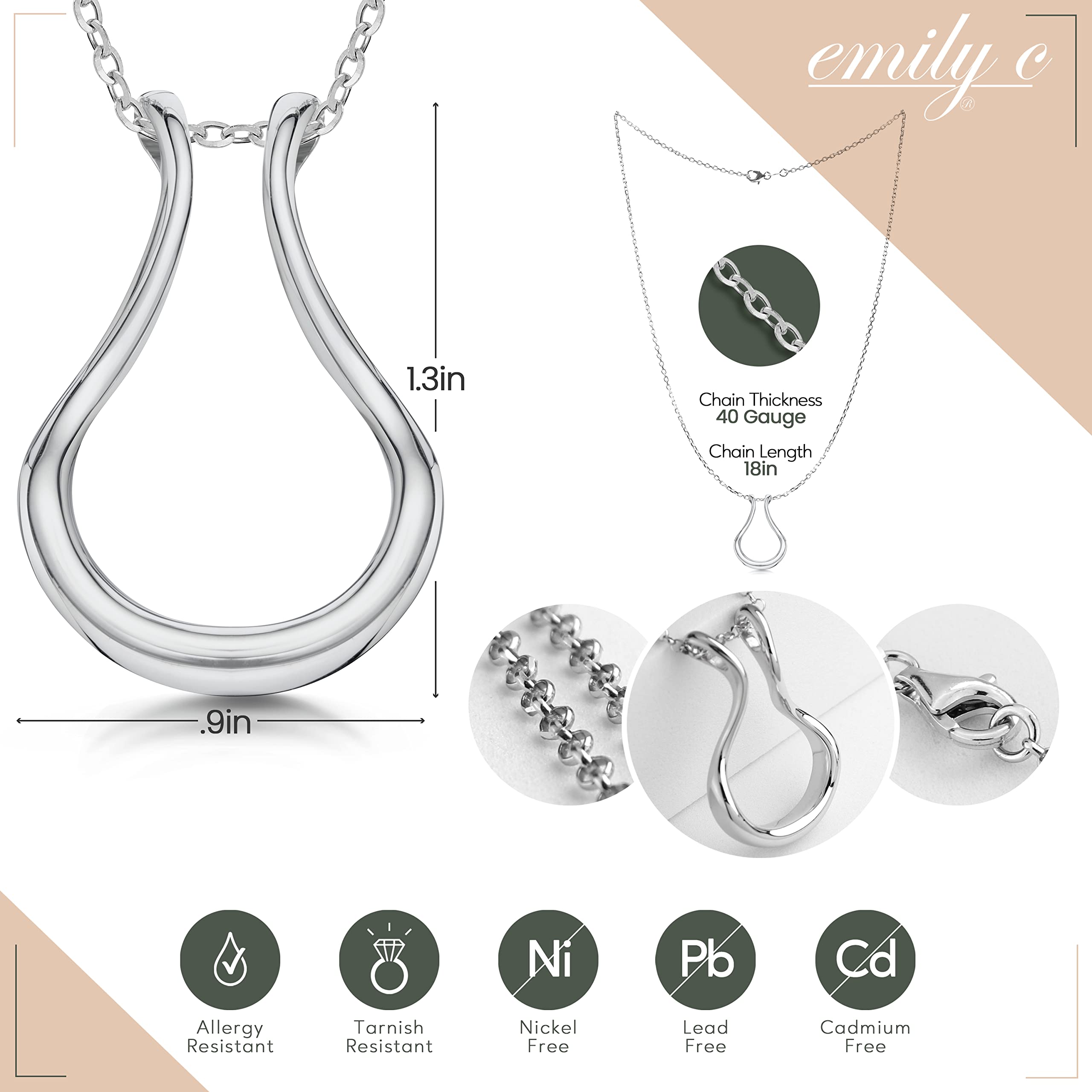Sterling Silver Ring Holder Necklace for Women & Men - Wedding Ring Keeper Jewelry for Nurses, Doctors & Professionals - Elegant Ring Necklace for Everyday Wear, Work & Special Occasions