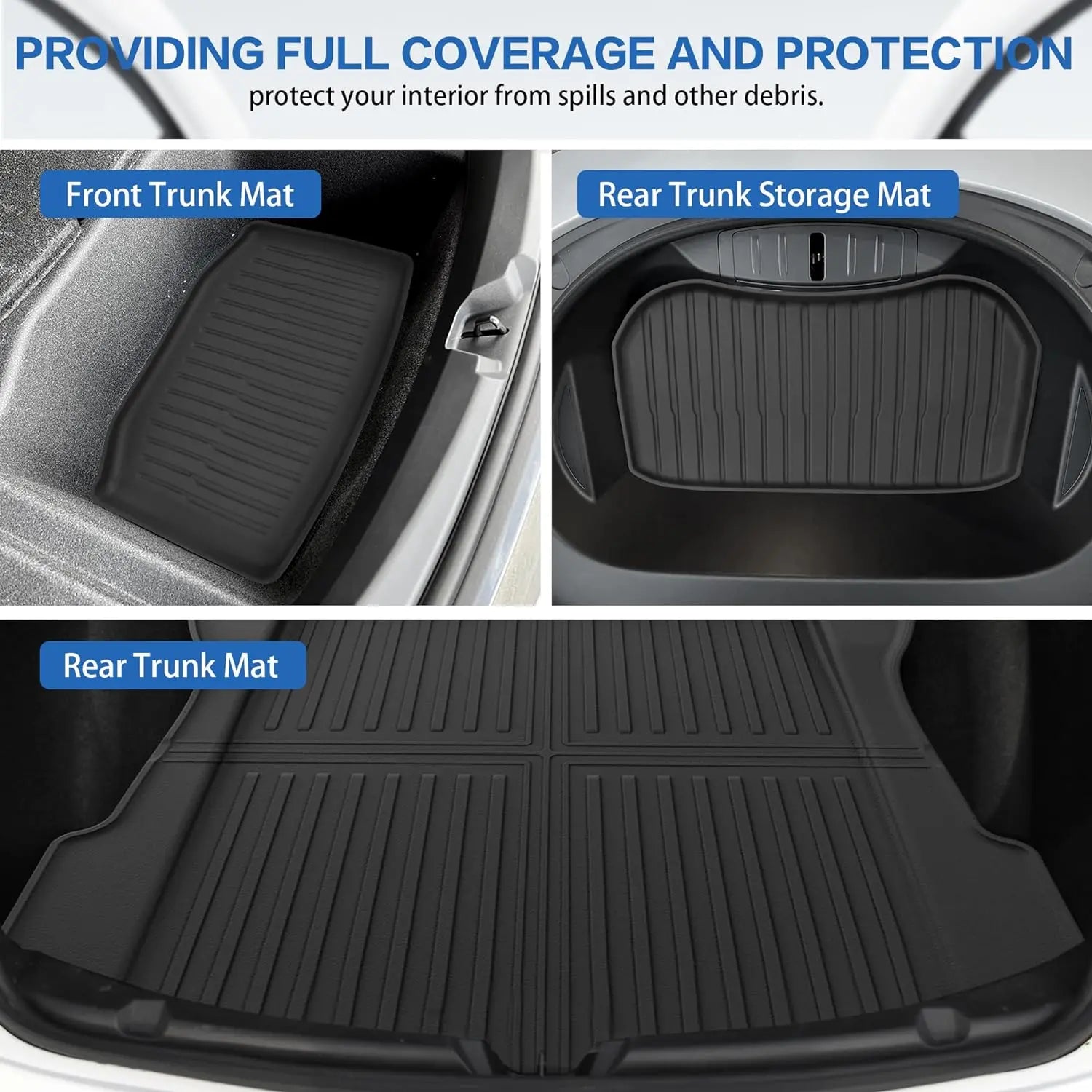 Premium All-Weather TPE Floor Mats for Tesla Model 3 (2021-2023) - 6-Piece Set with Cargo Liner & Trunk Mats - Durable, Non-Slip Car Accessories for Year-Round Protection - Perfect for Daily Commutes, Road Trips & Outdoor Adventures