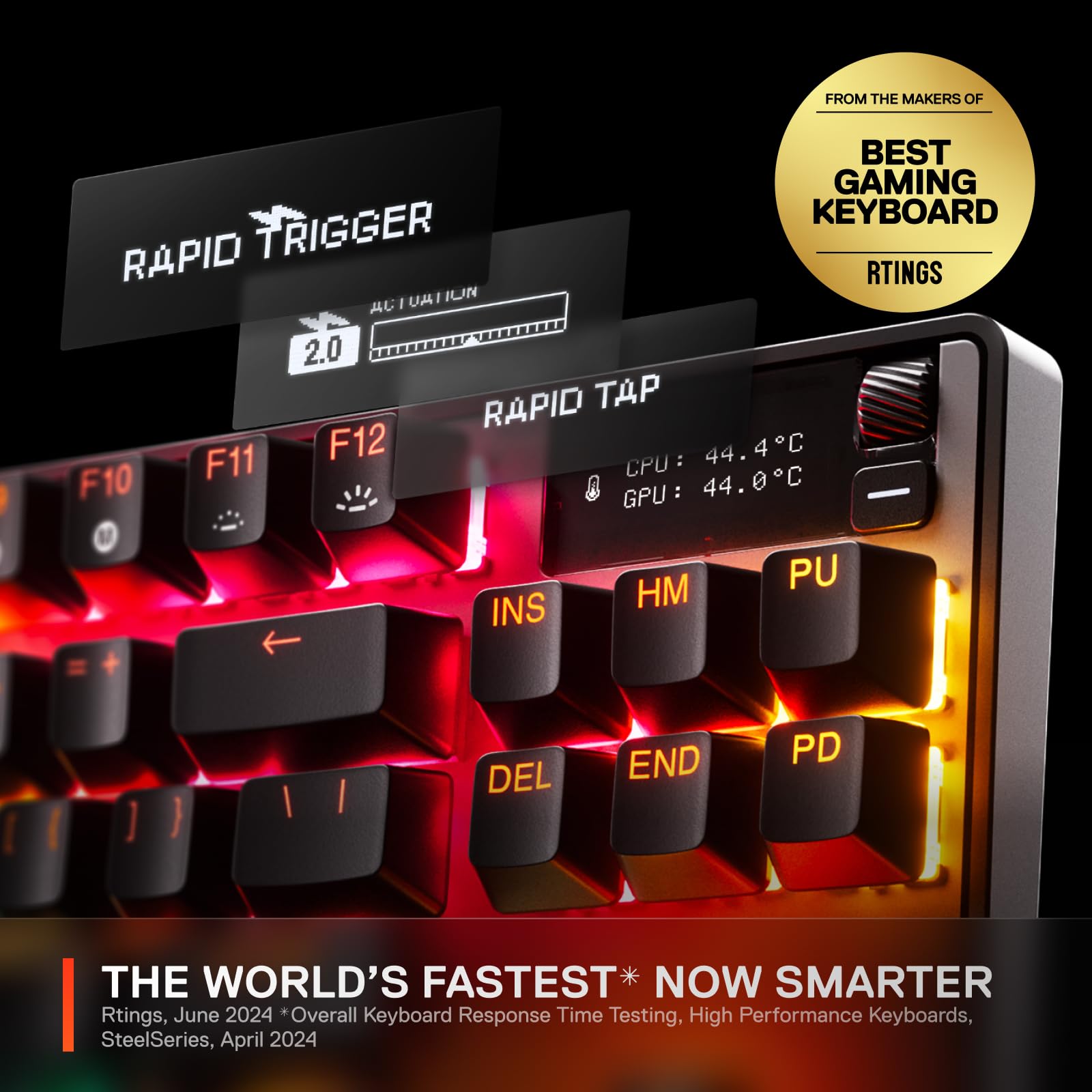 SteelSeries Apex Pro TKL Gen 3 Mechanical Gaming Keyboard with OmniPoint 3.0 HyperMagnetic Switches - Adjustable Actuation & Rapid Trigger - RGB Backlit, OLED Display & PBT Keycaps - USB-C Connectivity - Perfect for FPS, MOBA & Esports Gaming