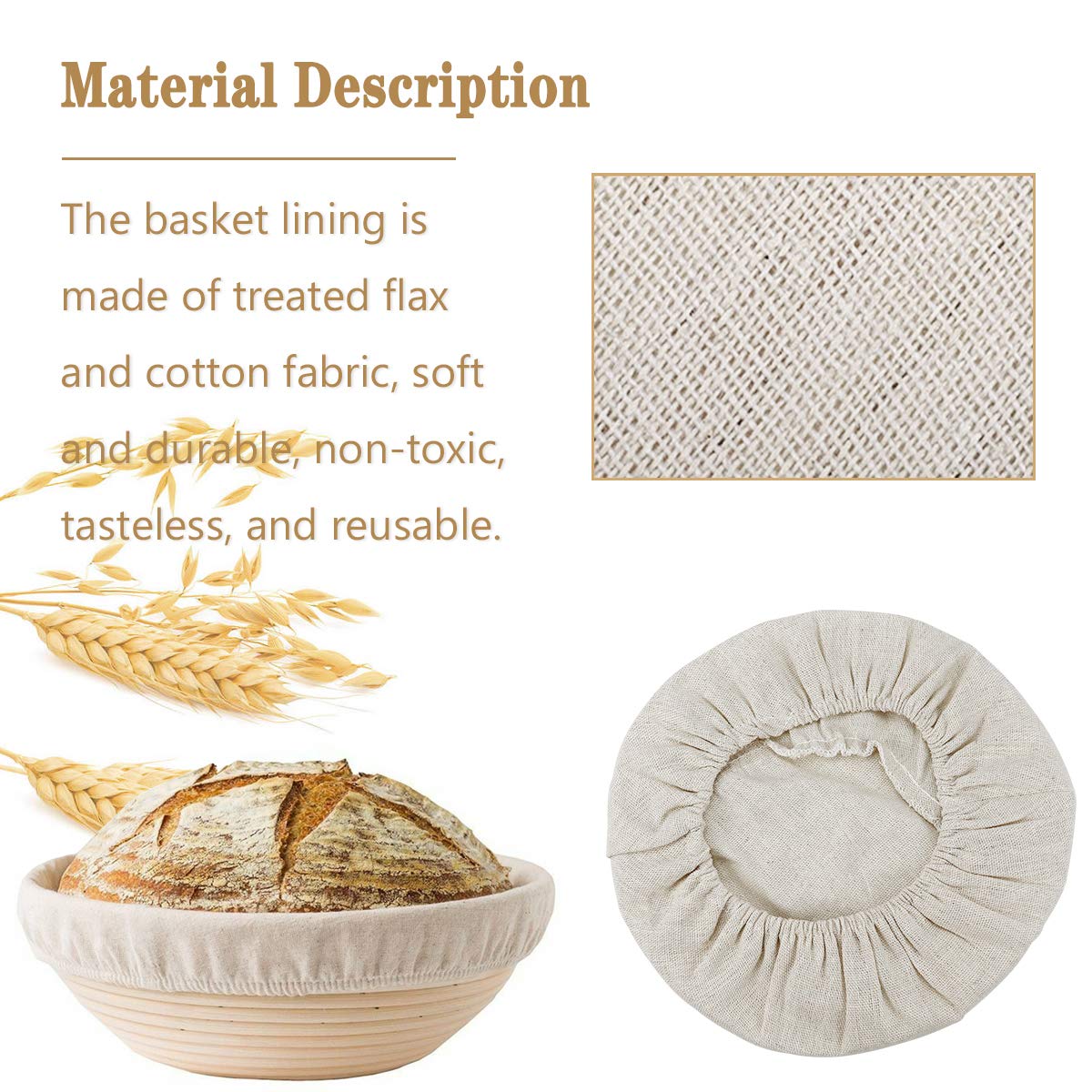 7-Pack 9 Inch Round Banneton Bread Proofing Baskets with Natural Rattan Liners - Professional Sourdough Dough Rising Baskets for Home Bakers & Artisan Bread Making | Perfect for Sourdough, Artisan Loaves, and Homemade Bread Baking