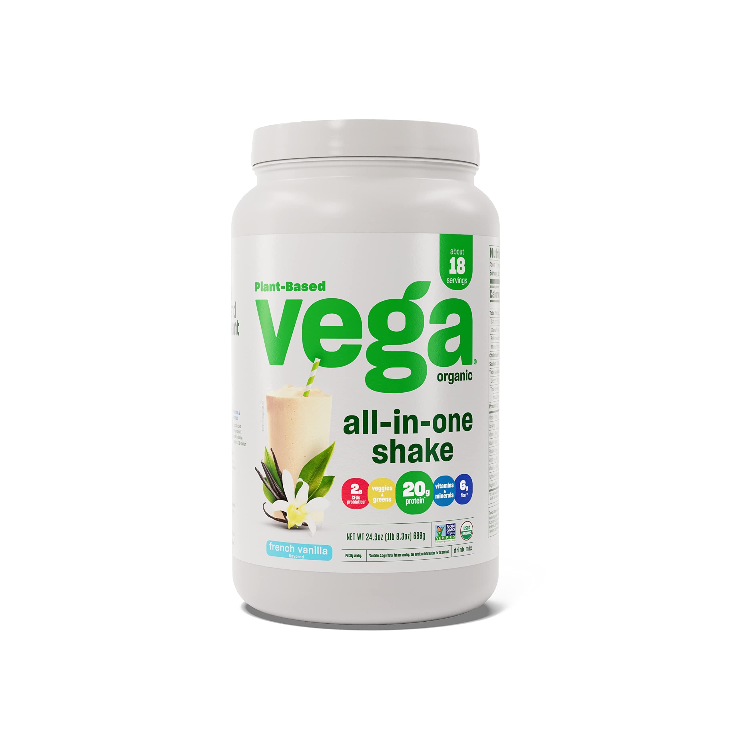 Organic Vegan Protein Powder - Vega All-in-One French Vanilla with Superfoods, Vitamins for Immunity Support | Keto, Plant-Based Pea Protein for Men & Women | 1.5 lb (Pack of 1) | Perfect for Post-Workout Recovery & Healthy Smoothies