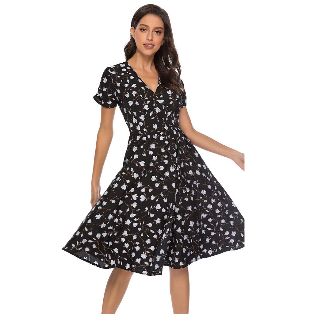 Floral Summer Cocktail Dresses for Women - Short Sleeve Party & Holiday Dresses - Perfect for Beach Vacations, Wedding Guest Outfits & Evening Dances