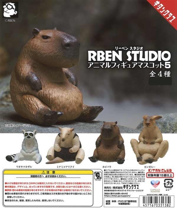 RBEN STUDIO Animal Figure Mascot - 5 Piece Gacha Capsule Toy Set for Kids Collection, Party Favors & Desk Decor