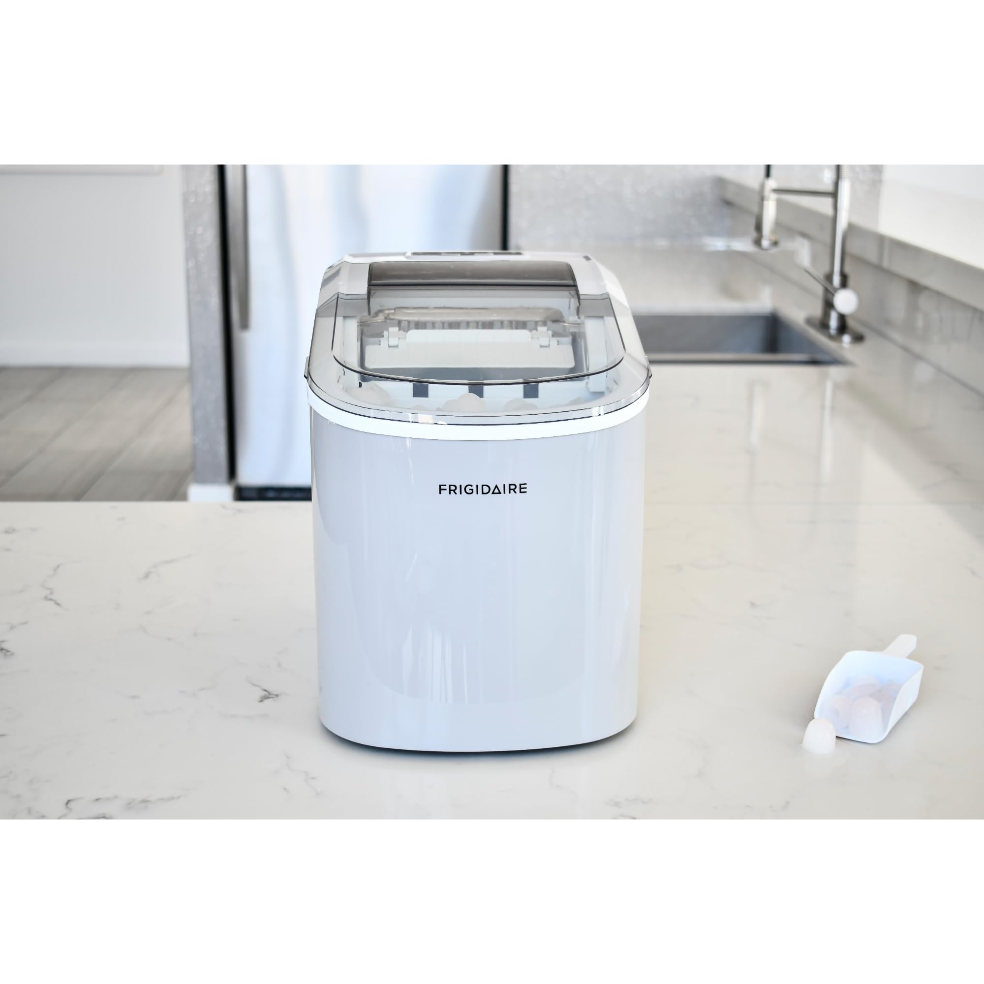 Frigidaire EFIC118-SILVER-KL Portable Countertop Ice Maker Machine - 26 lbs Daily Output, Silver - Perfect for Home, Office, RV, and Parties