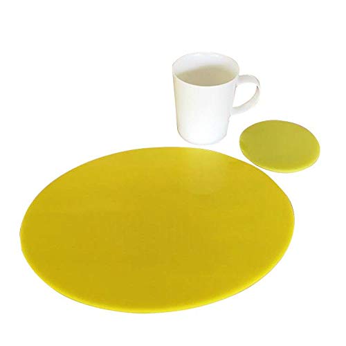 Stylish Yellow Oval Placemat and Coaster Set - 8 Large Placemats & 8 Coasters - Perfect for Dining Tables, Kitchen Countertops, and Party Decorations