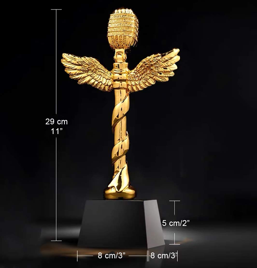 BOFANGSM Golden Microphone Trophy - Award for Music Competition, Host, Speech - Elegant Home & Office Decoration - Perfect for Events, Ceremonies, and Gift Giving