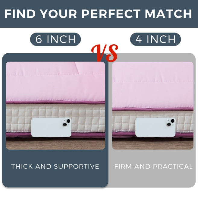 MAXYOYO 6-Inch Extra Thick Floor Futon Mattress - Square Quilted Design in Gradient Purple | Perfect for Guest Beds, Dorm Rooms & Small Space Living