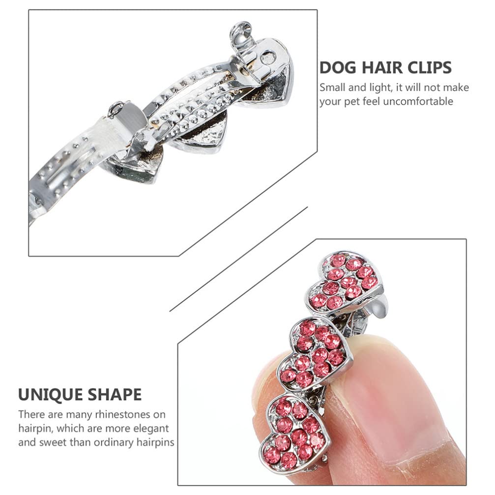 Balacoo 3pcs Rhinestone Dog Hair Clips - Heart Crown for Puppies & Girls | Christmas Pet Accessories