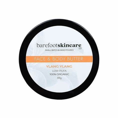 Barefoot Skincare Face and Body Butter with Ylang Ylang - Ultra Hydrating Moisturizer for Dry Skin - Perfect for Daily Use & Spa Nights