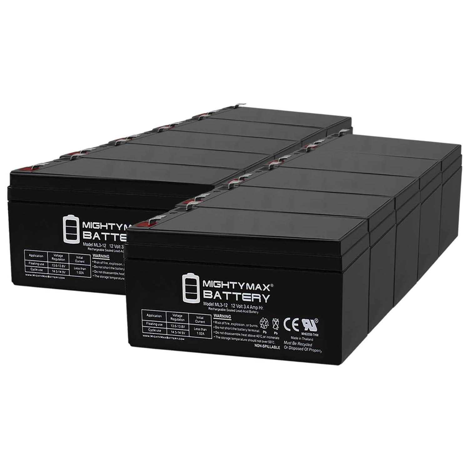 Mighty Max 12V 3AH SLA Replacement Battery for RD 5667-10 Pack - Long Lasting Power for Security Systems, Emergency Lights & Backup Power Supplies