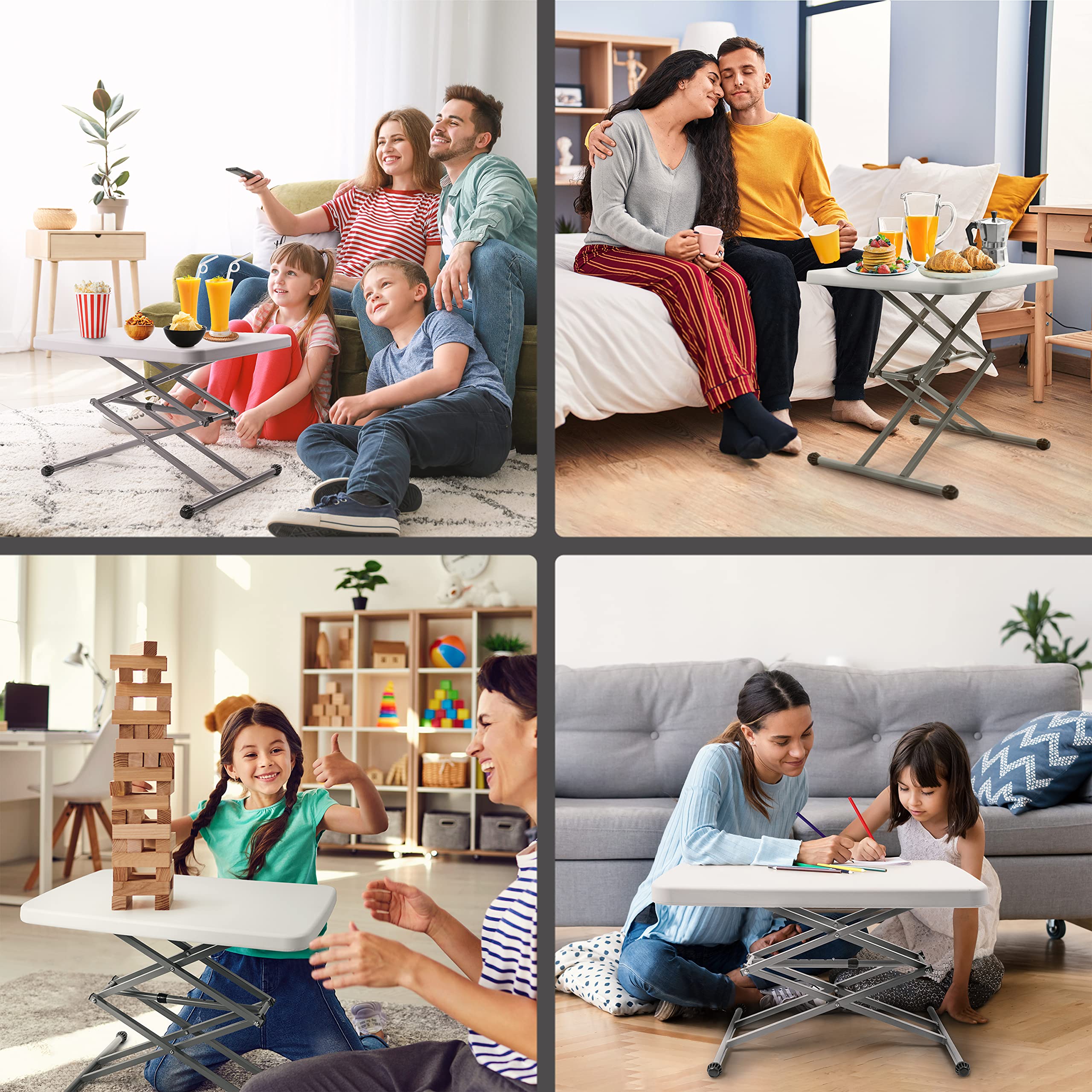 **Duronic CT13 Adjustable Height Folding Table - Portable Scissor Design for Indoor & Outdoor Use | Perfect for BBQ, Picnic, Party, Crafting, TV Dinner, Camping & Laptop Work Desk**