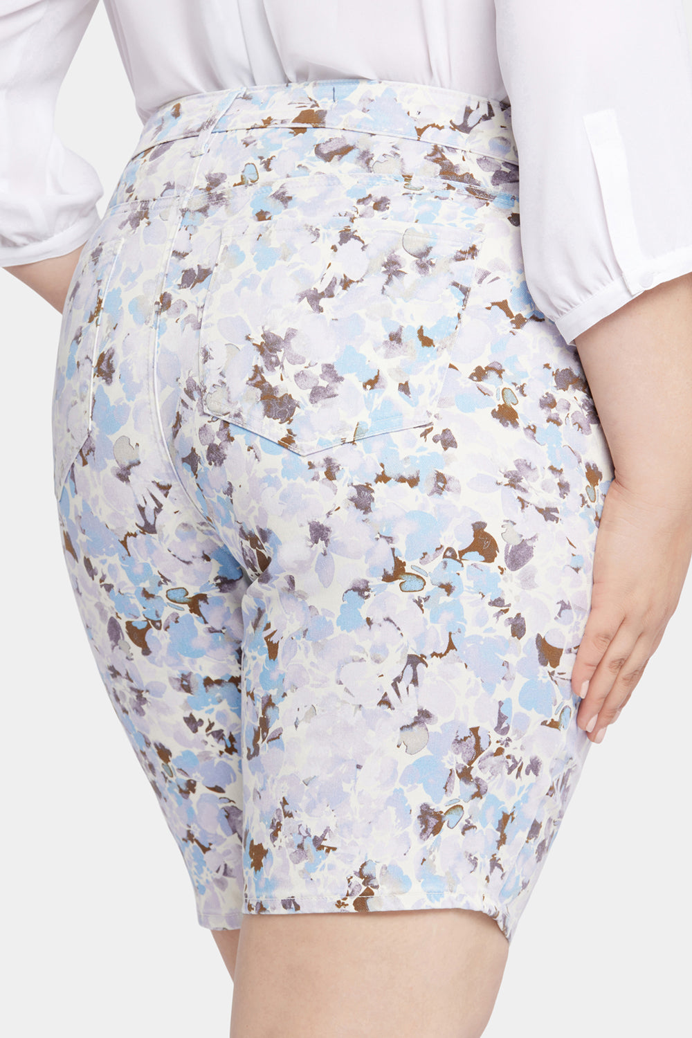 Briella 11 Inch Plus Size Denim Shorts for Women - Becca Bouquet | Comfortable Stretch Jeans for Casual Wear, Summer Outfits & Beach Vacations