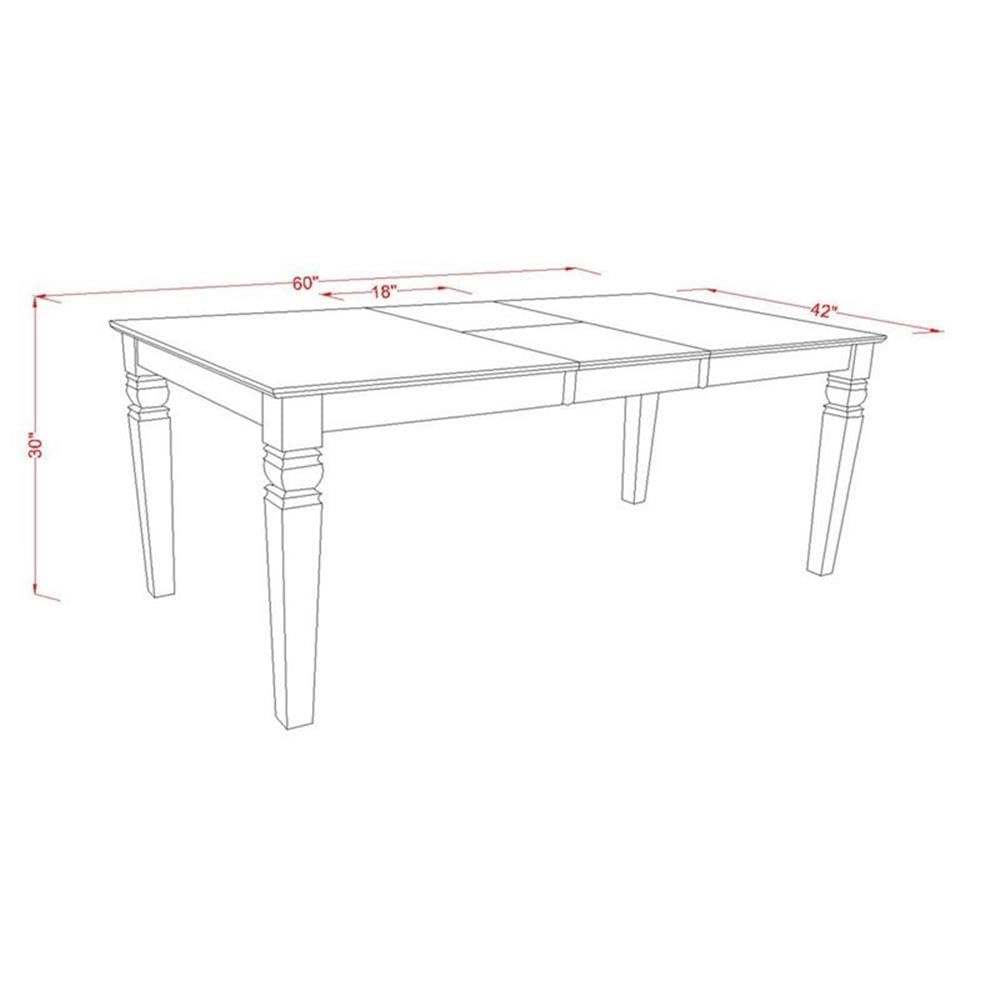 East West Furniture WEEN5-LWH-06 5-Piece White Linen Dining Set with 42x60 Inch Extendable Table & 4 Dark Shitake Fabric Chairs - Perfect for Small Kitchens, Breakfast Nooks & Cozy Family Meals