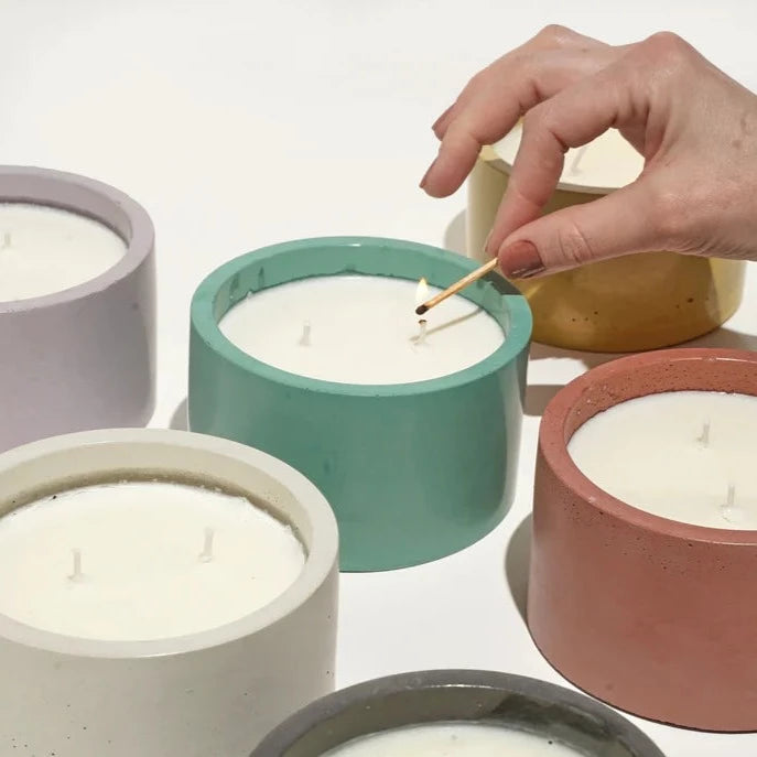 12oz Concrete Soy Wax Candle - Eco-Friendly, Long-Lasting, Hand-Poured (Flore Scent) - Perfect for Home Decor, Relaxation & Gifts