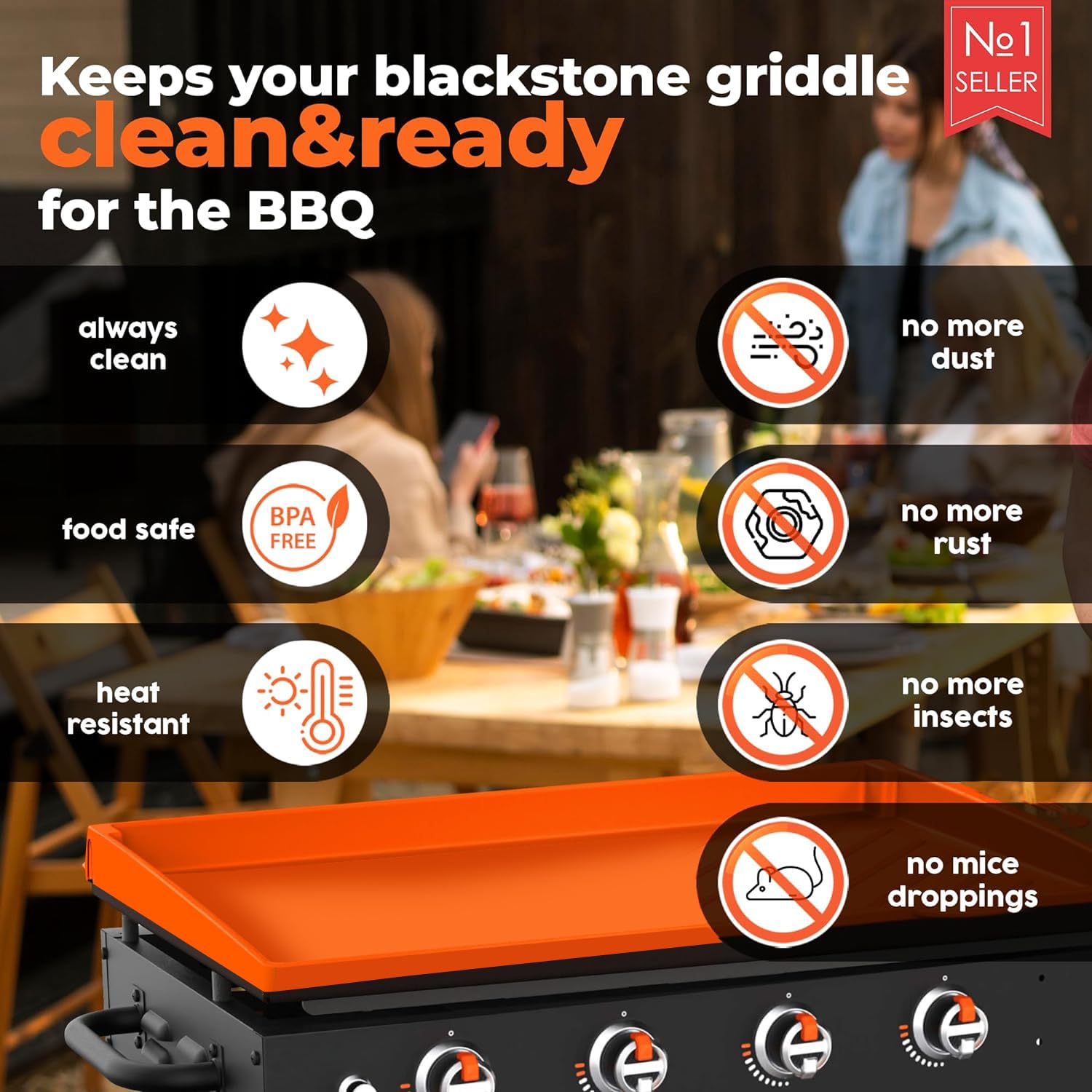 Blackstone Griddle Cover 36 Inch - Silicone Full Wrap-Around Protector for Blackstone Griddles | BBQ Grill Accessories | Food-Grade Heat Resistant Mat | Perfect for Outdoor Cooking, Camping & Backyard BBQs