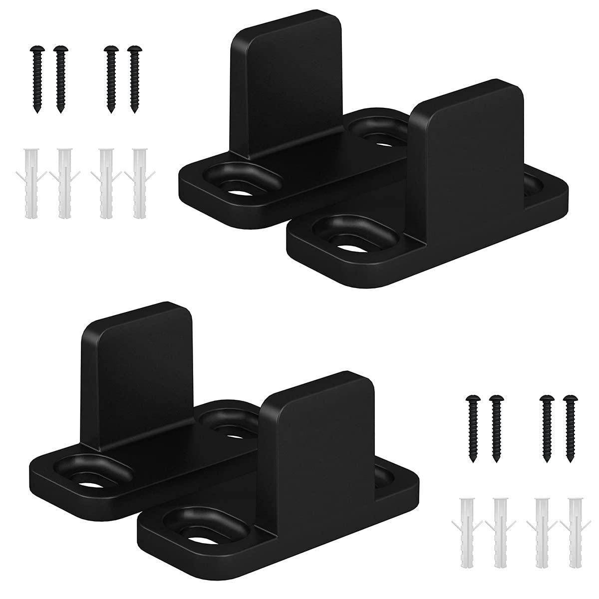 Heavy Duty Aluminum Sliding Barn Door Floor Guide - Adjustable T-Guide for Closet Doors - Black (4 Pack) - Perfect for Home, Office, and Commercial Spaces