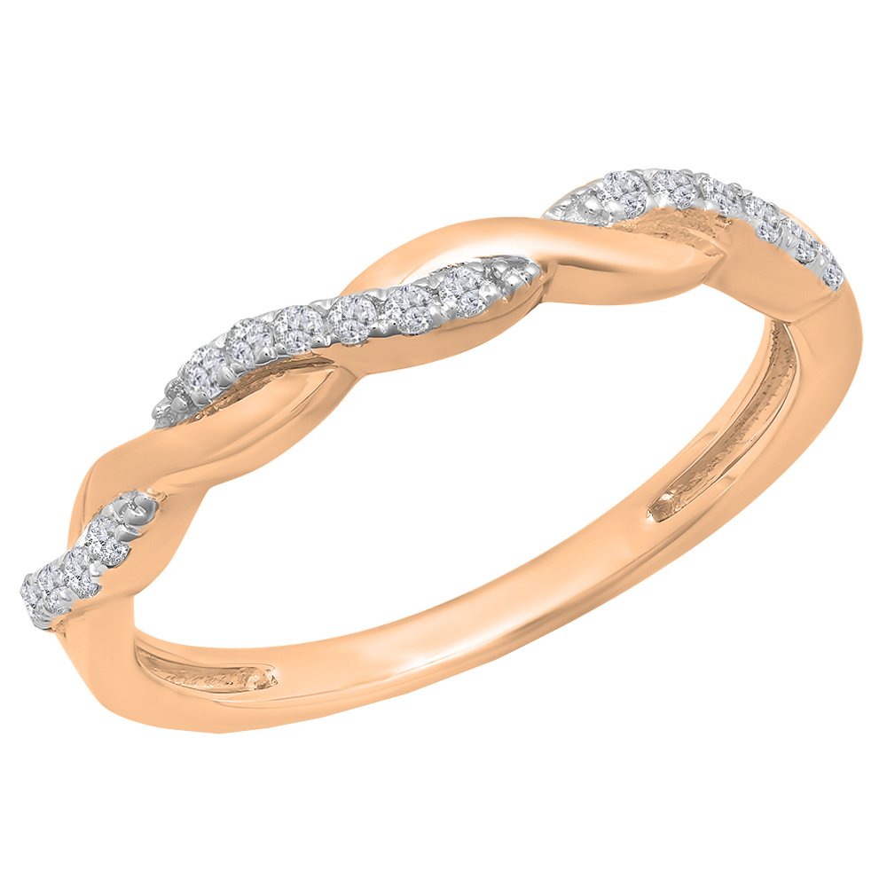 Dazzlingrock 10K White Gold Women's Stackable Wedding Band with 0.15 Carat Round White Diamonds - Perfect for Anniversary Gifts, Bridal Jewelry & Everyday Elegance