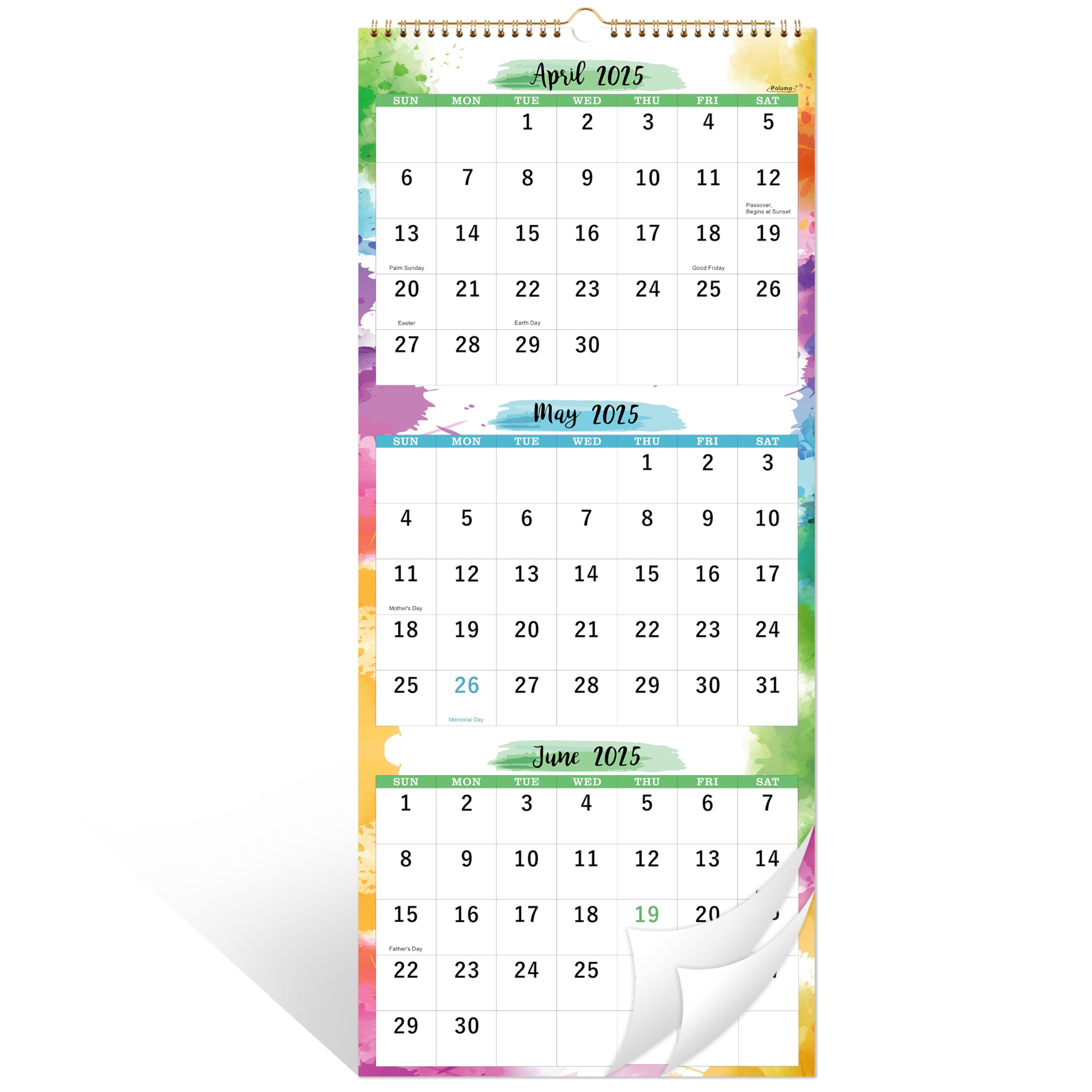 2025-2026 Wall Calendar - 3 Month Vertical Planner from May 2025 to June 2026 | 11