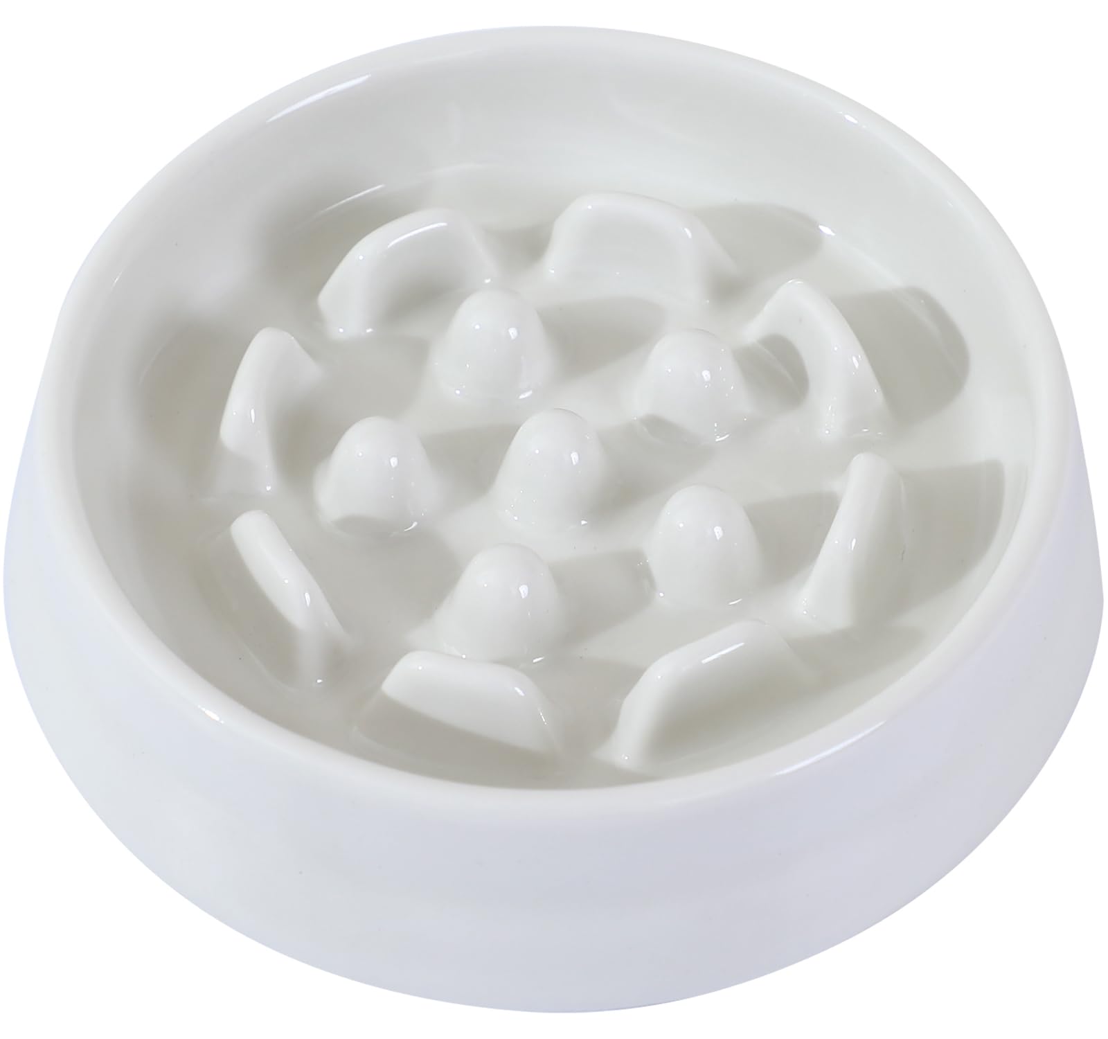 Ceramic Cat Slow Feeder Bowl - Non-Spill Puzzle Feeder with High Edges for Healthy Eating - Perfect for Kittens & Puppies (Dry & Wet Food) - Ideal for Portion Control & Digestion Aid During Mealtime