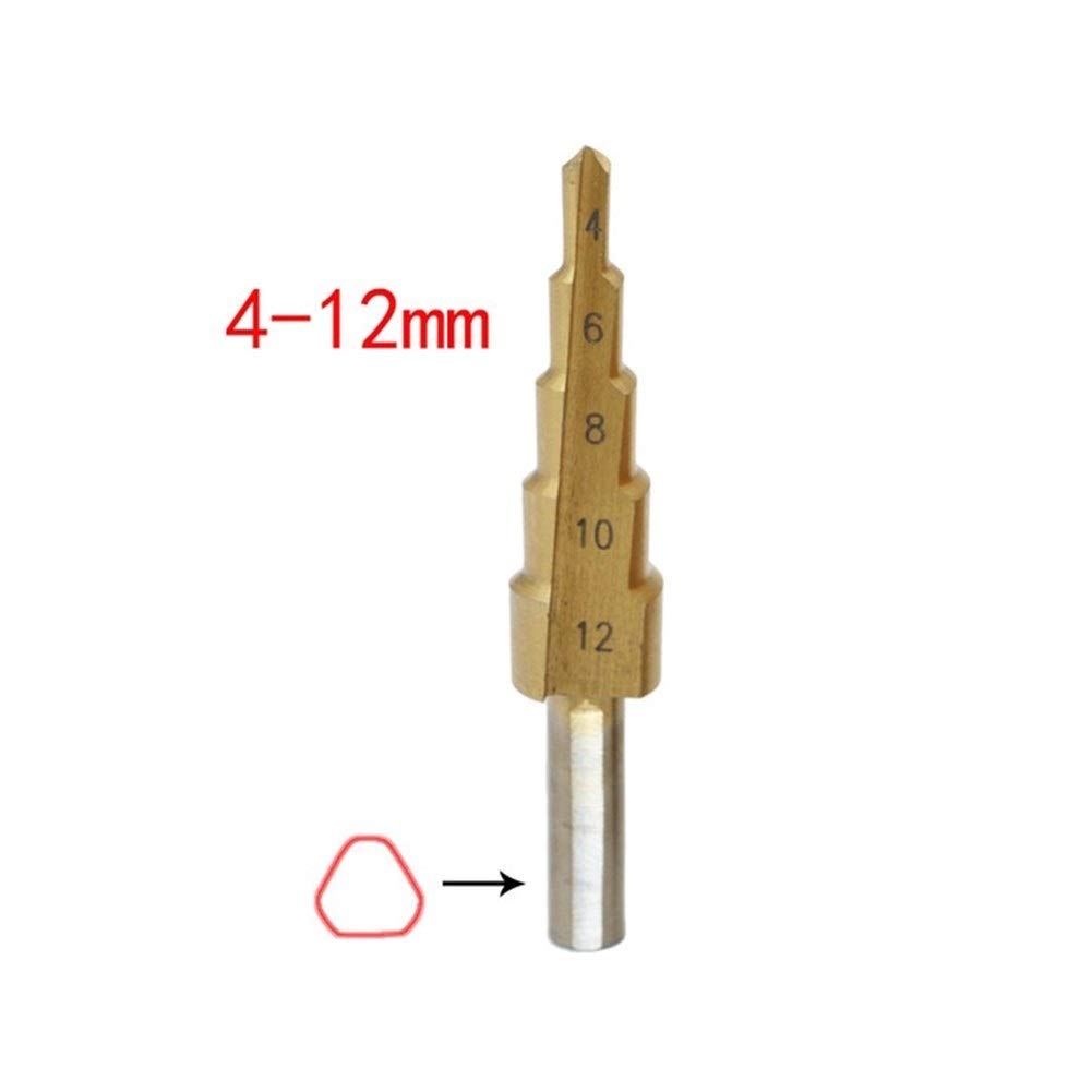High-Speed Steel (HSS) Step Drill Bit Set - 4-12mm Titanium Coated Cone Drill for Metal, Steel & Wood - Triangle Handle Pagoda Design for Countersunk Holes | Perfect for DIY, Home Improvement & Metalworking Projects