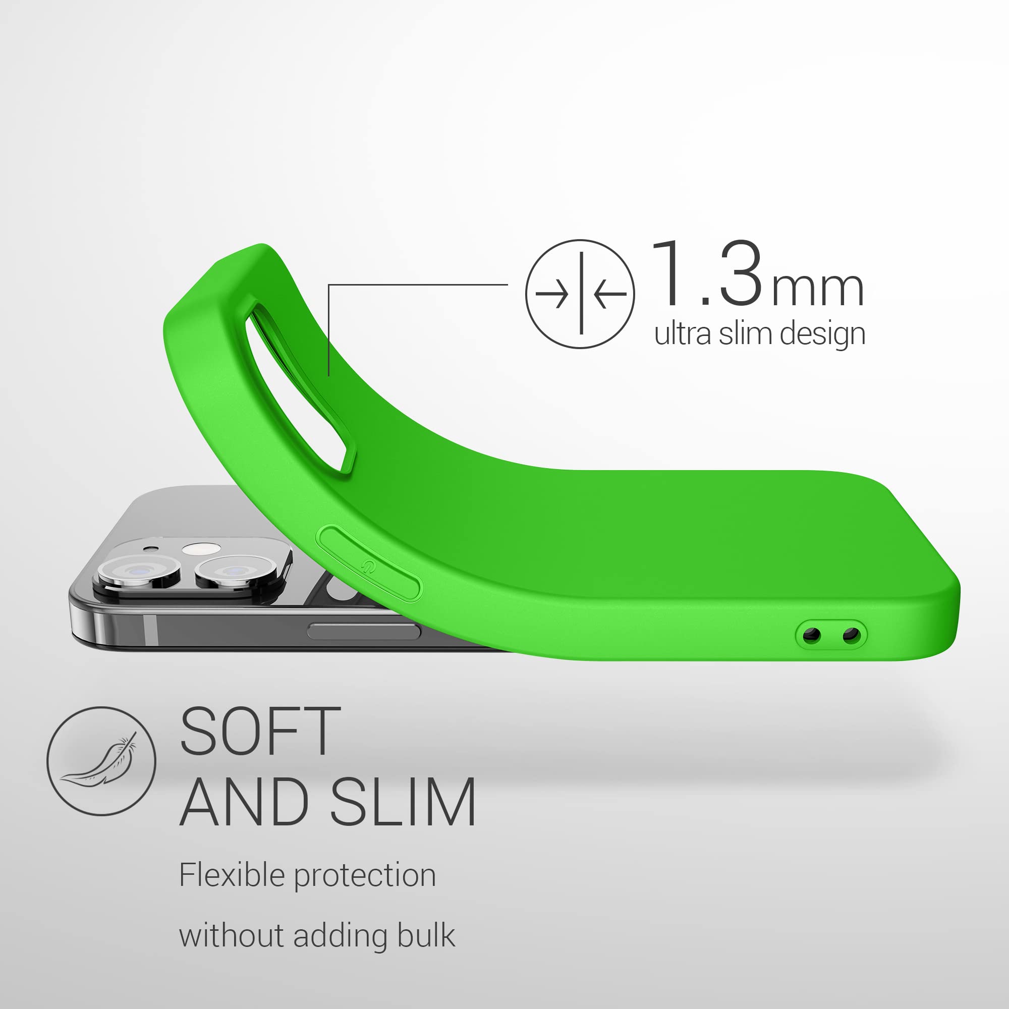 kwmobile Soft Slim Protective TPU Silicone Case for Apple iPhone 12 & iPhone 12 Pro - Shockproof Cover with Premium Grip - Lime Green - Perfect for Everyday Use, Work & Outdoor Activities