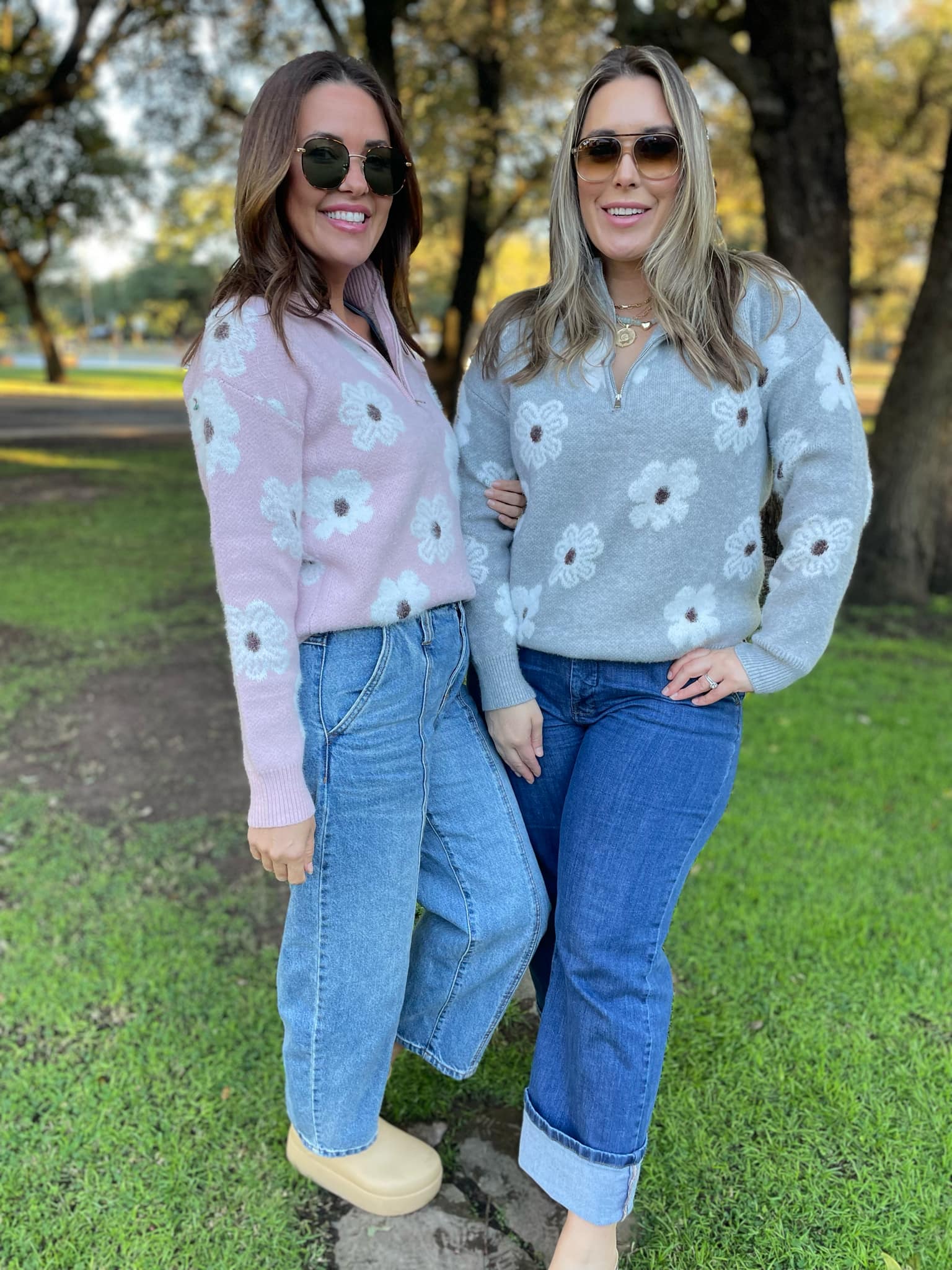 PREORDER: Stylish Flower Powered Half Zip Sweater for Women - 4 Trendy Colors | Perfect for Casual Outfits, Spring Layering & Outdoor Activities