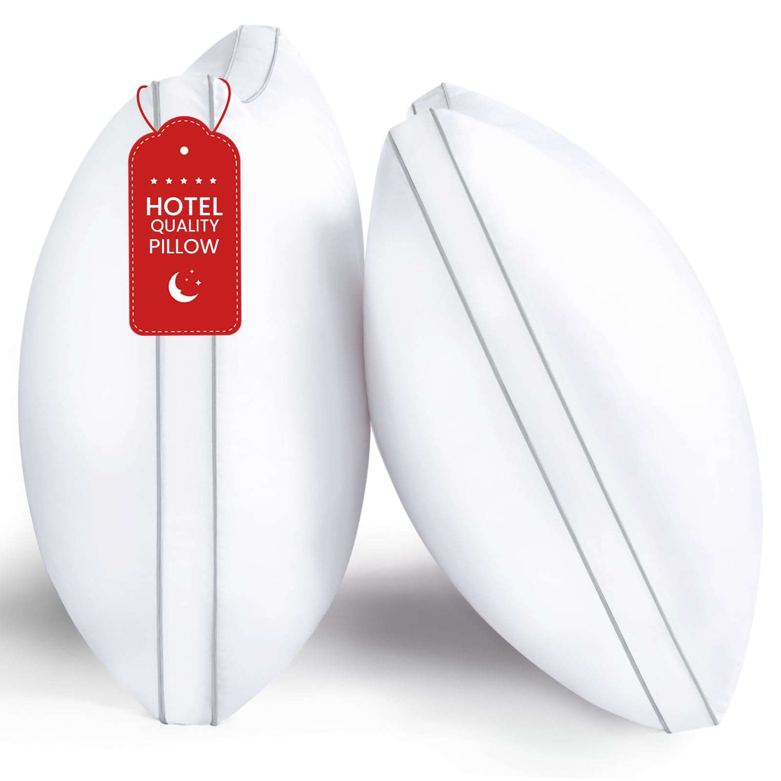 King Size Pillows Set of 2 - Luxury Hotel Quality Bed Pillows for Back, Stomach & Side Sleepers - Soft Down Alternative Support - Machine Washable - Perfect for Home, Hotel & Guest Room Comfort