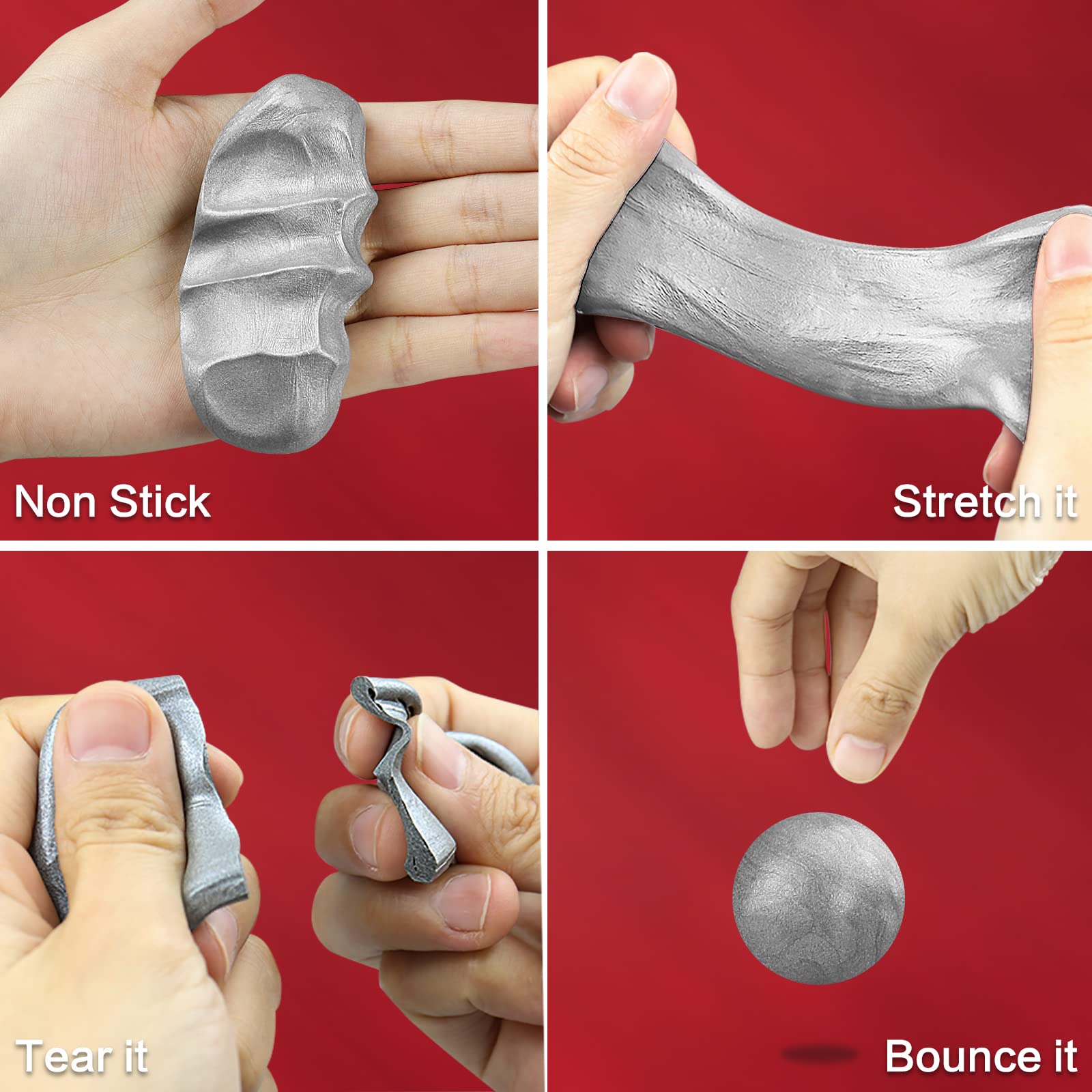 Magnetic Slime Putty - Upgraded Magnetic Space Putty with Strong Magnets | Fun Fidget Toy for Stress Relief & Sensory Play | Perfect Gift for Kids & Adults (Christmas, Birthday, Stocking Stuffers) | Great for Classrooms, Office Desks & Anxiety Relief (1 Pack, Silver)