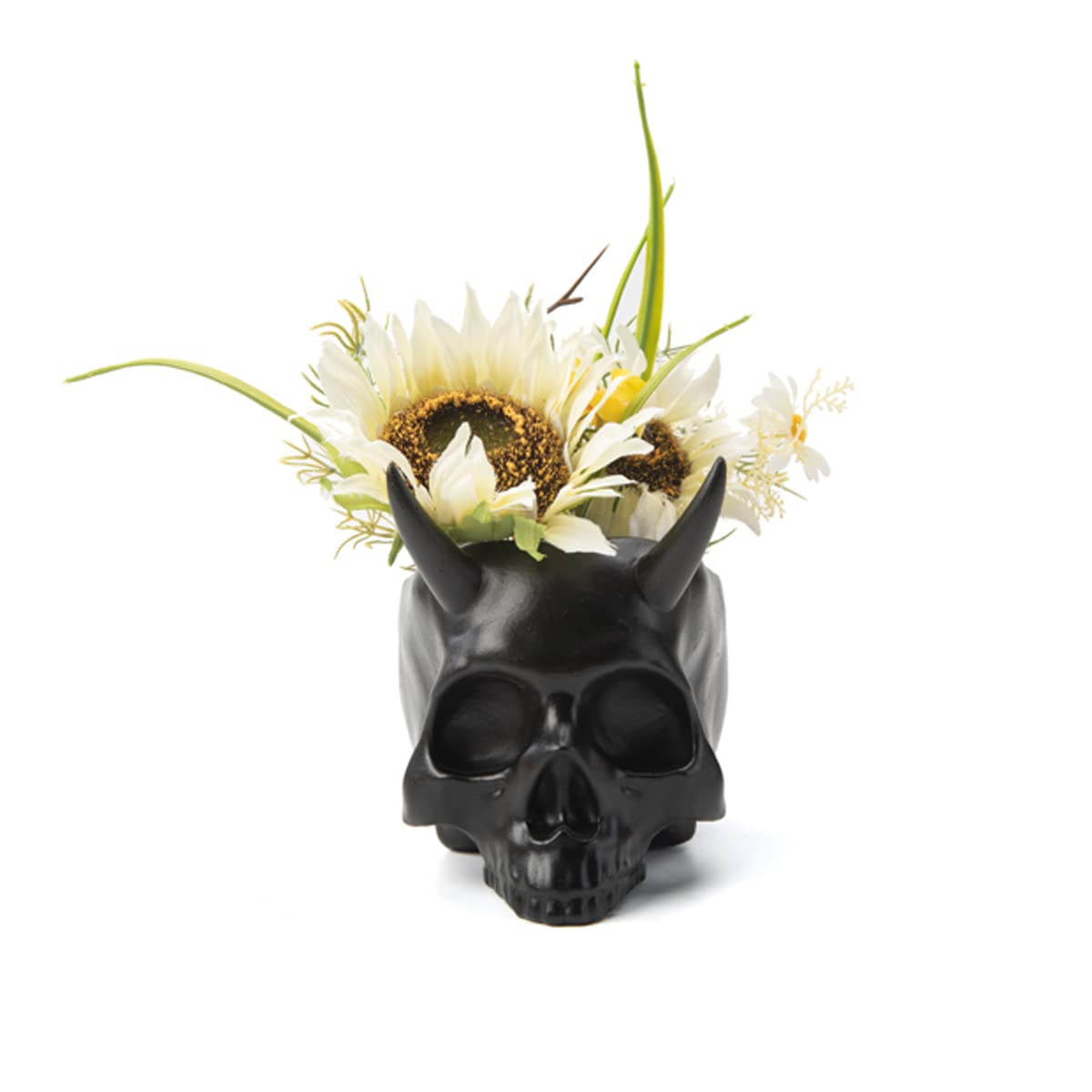 LuckyVin Resin Skull Planter - Succulent & Cactus Flower Pot for Home Office Garden Decor - Unique Gothic Skull Statue Gift for Halloween, Birthday & Housewarming - Perfect for Goth Decor, Desktop Display & Plant Lovers