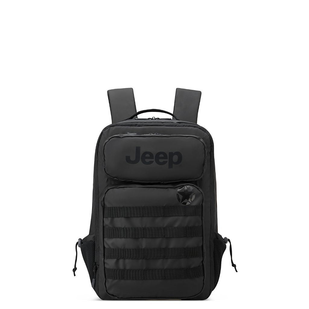 Jeep Tactical Multi-Pocket 15L Backpack - Durable Military Style Rucksack for Hiking, Camping & Outdoor Adventures (Black)