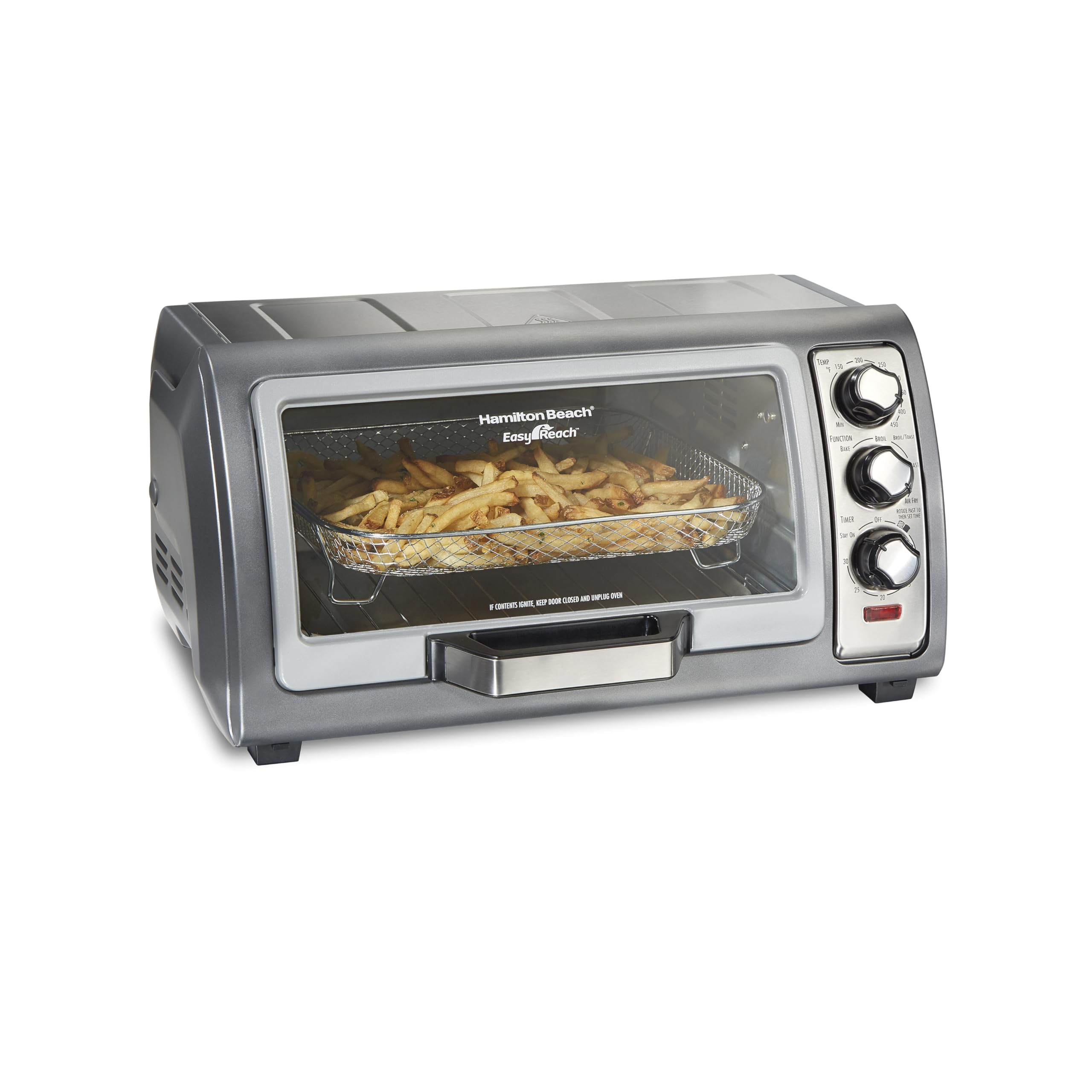 Hamilton Beach 12-in-1 Air Fryer Toaster Oven Combo - Large 6-Slice Capacity, Fits 12-Inch Pizza, 4 Cooking Functions (Convection, Bake, Broil, Toast) with Roll-Top Door & Sure-Crisp Technology - Stainless Steel Countertop Oven for Baking, Air Frying, Roasting & Reheating - Perfect for Small Kitchens, Dorms & Family Cooking