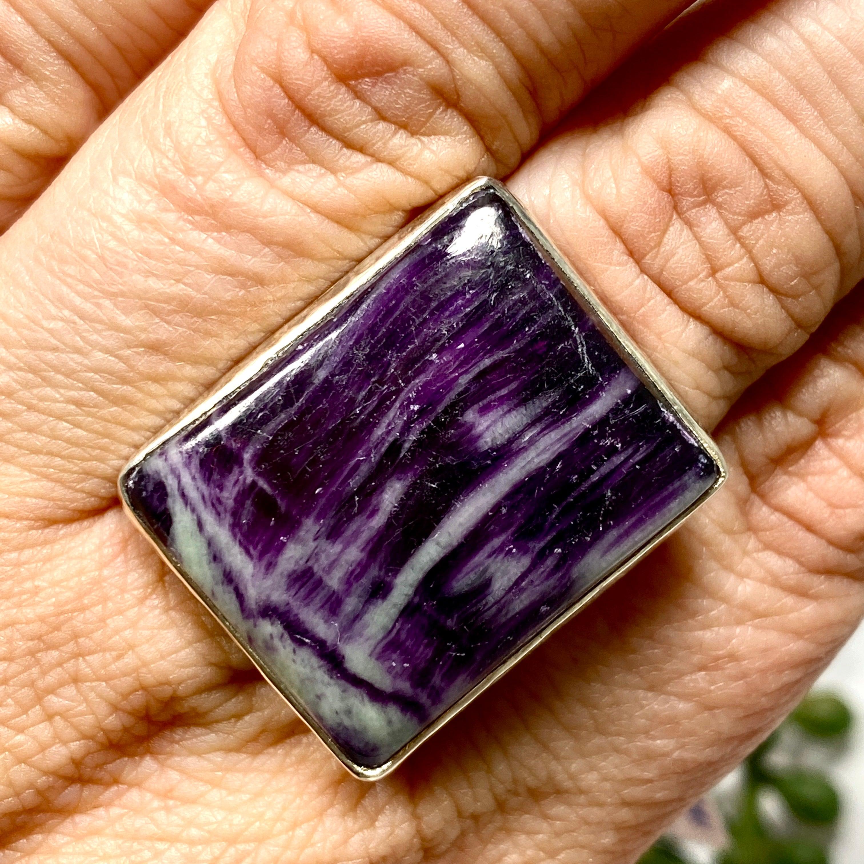 Kammererite Rectangle Cabochon Ring Size 8 KRGJ2391 - Elegant Gemstone Jewelry for Women, Perfect for Weddings & Special Occasions