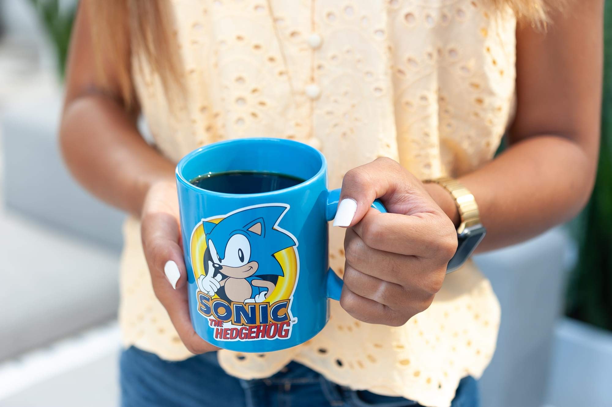 Sonic The Hedgehog Blue 16oz Ceramic Coffee Mug - Gift for Gamers & Collectors - Perfect for Home, Office, or Gaming Room Use