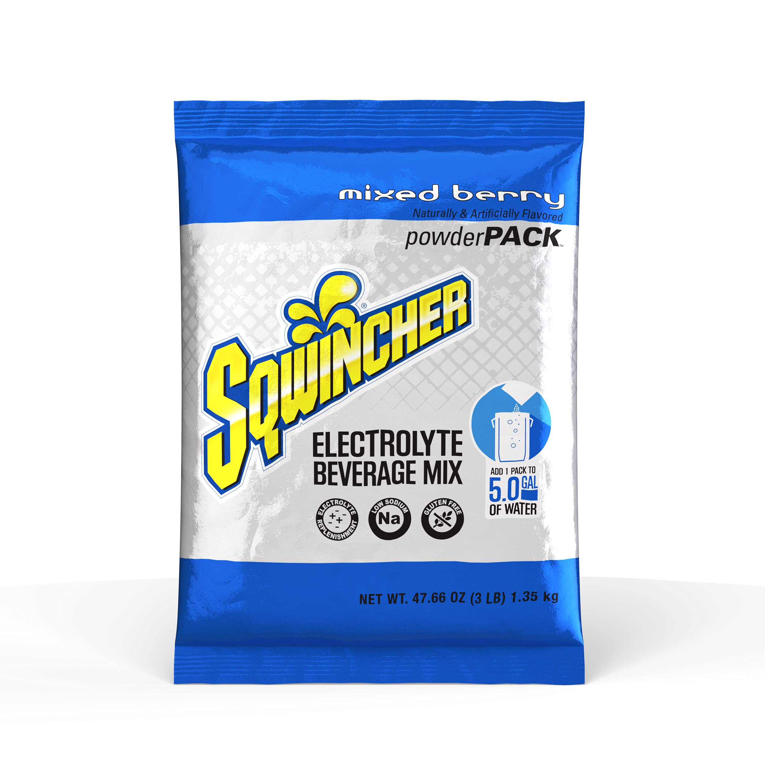 Sqwincher Electrolyte Powder Pack - Mixed Berry Flavor, 47.66 oz (Pack of 16) | Hydration Drink Mix for Athletes, Outdoor Activities & Workouts | Fast Replenishment for Dehydration