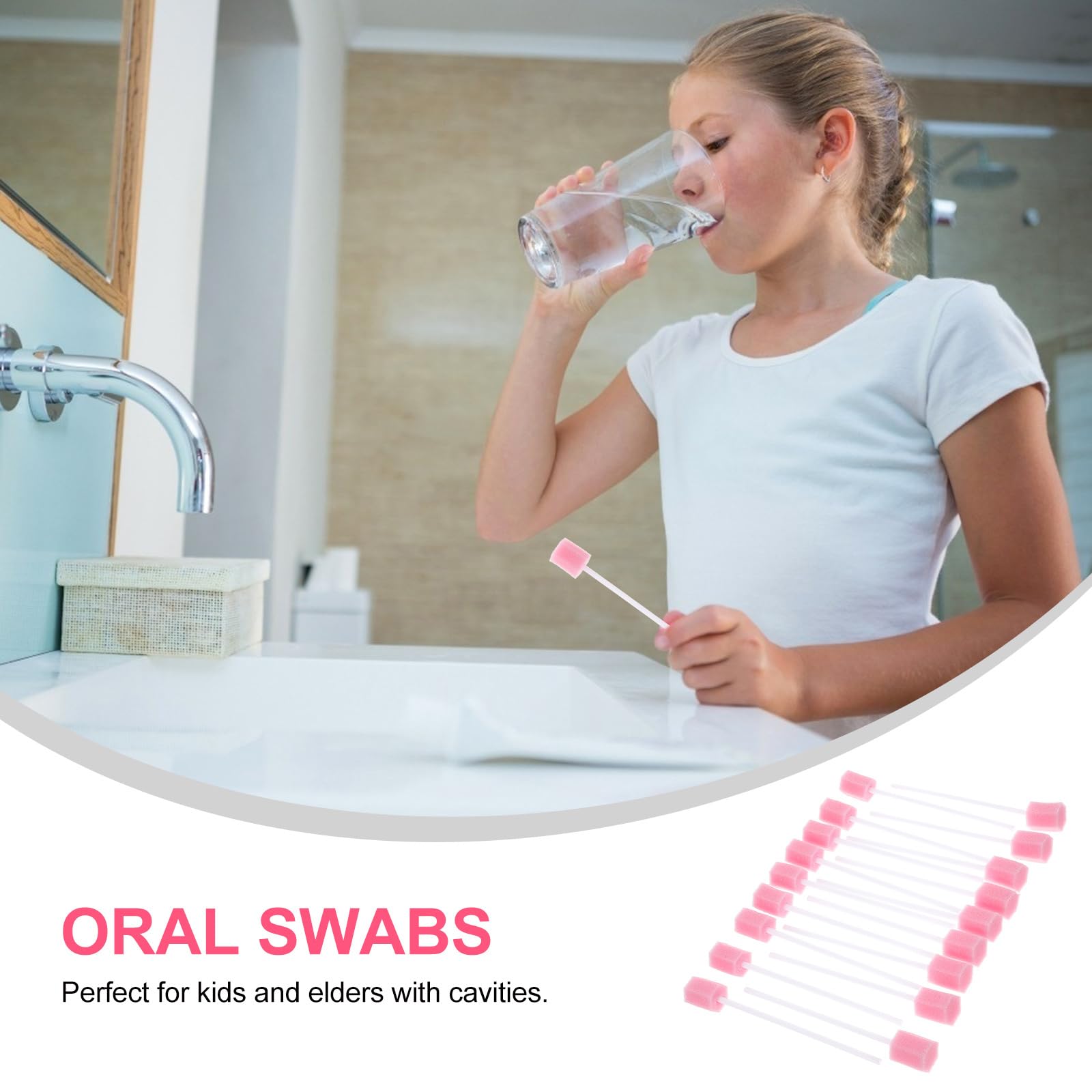 30PCS Disposable Oral Swabs for Teeth Cleaning - Soft Pink Sponge Sticks for Dental Hygiene, Perfect for Elderly & Sensitive Gums - Ideal for Post-Surgery Care, Denture Cleaning & Daily Oral Care