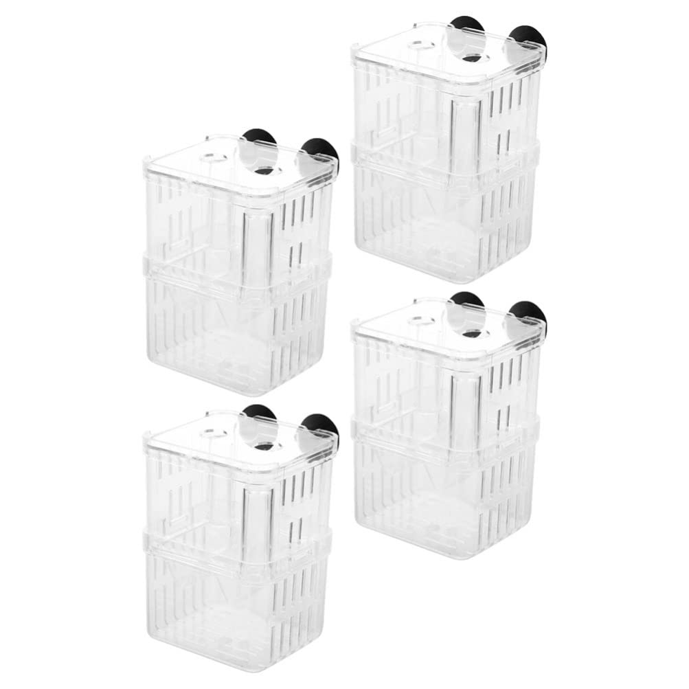 4Pcs Acrylic Aquarium Fish Breeding Box - Transparent Fish Incubator for Livebearers & Egg Layers, Perfect for Guppy, Betta, Shrimp Tank Isolation and Fry Protection (Aquarium Supplies) - Ideal for Breeding, Quarantine, and Hospital Tanks