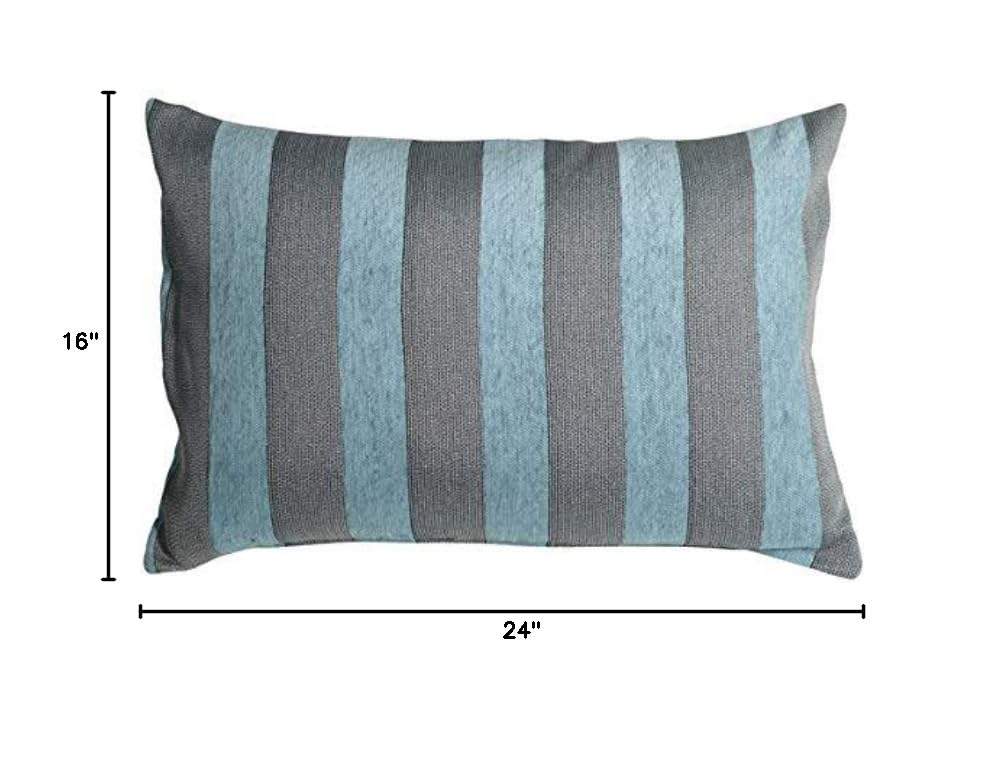 Brackendale Stripes Sea Blue Rectangular Throw Pillow 16x24 - Soft Decorative Cushion for Sofa, Bed & Home Decor - Perfect for Living Room, Bedroom & Nursery