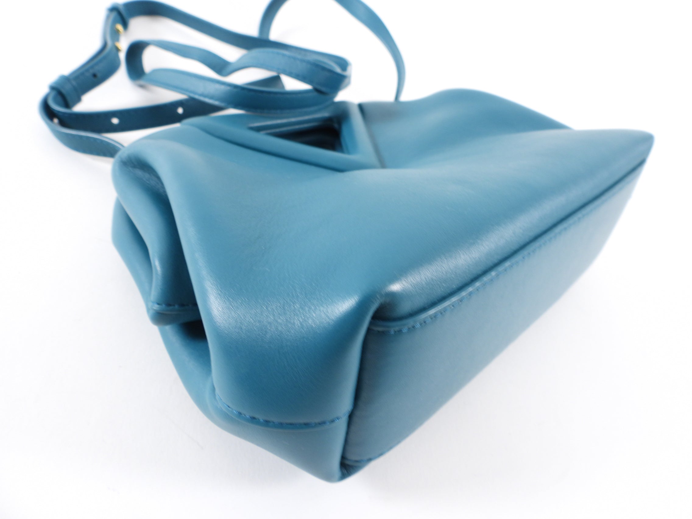 Bottega Veneta Small Teal Leather Point Crossbody Bag for Women | Luxury Designer Handbag | Perfect for Date Night, Travel & Everyday Use