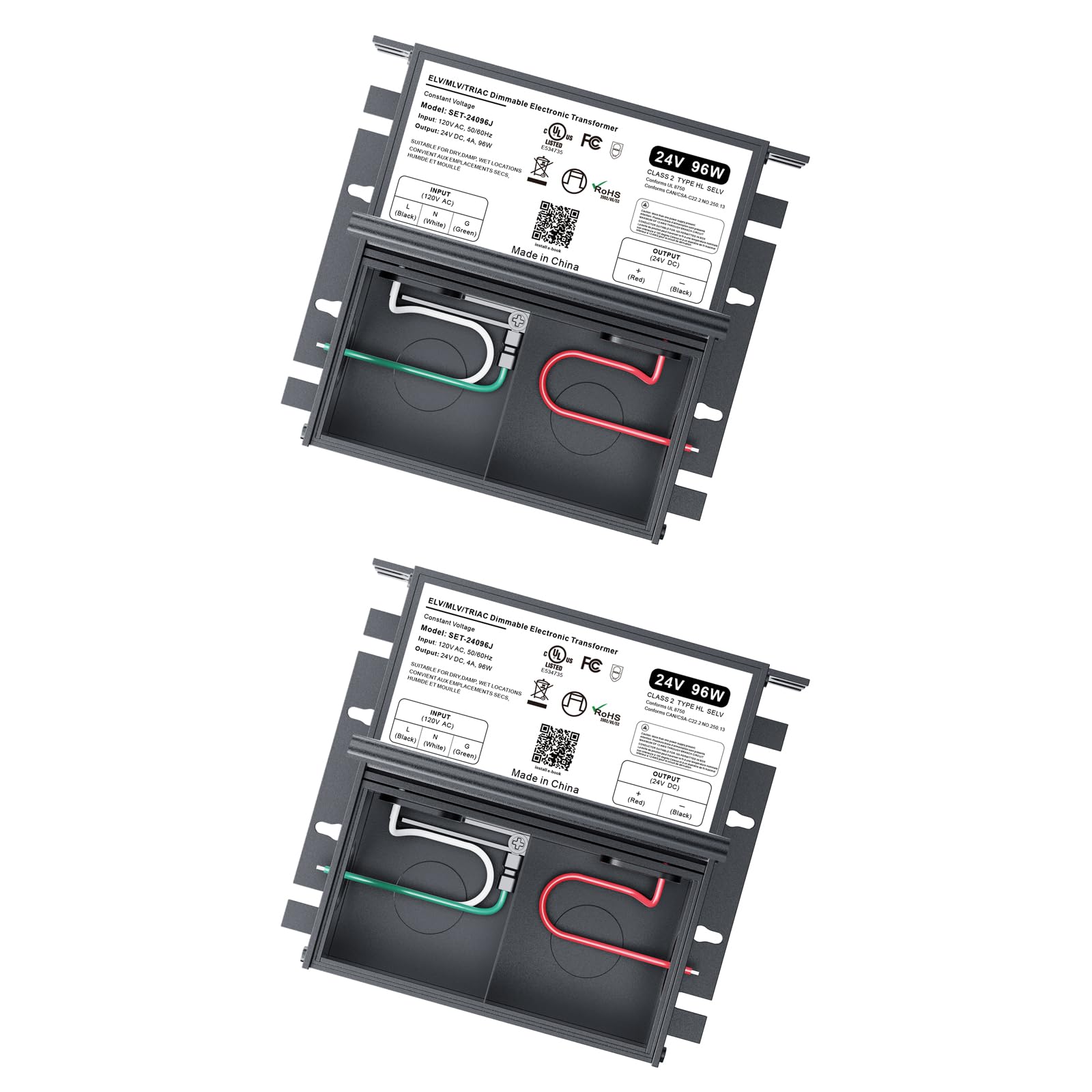 2 Pack 96W 24V Dimmable LED Driver Power Supply - Triac/ELV/MLV Compatible with Lutron & Leviton Dimmers - AC to DC Converter for LED Lights & Halogen Bulbs - Indoor & Outdoor Lighting Solutions for Homes, Gardens & Commercial Spaces