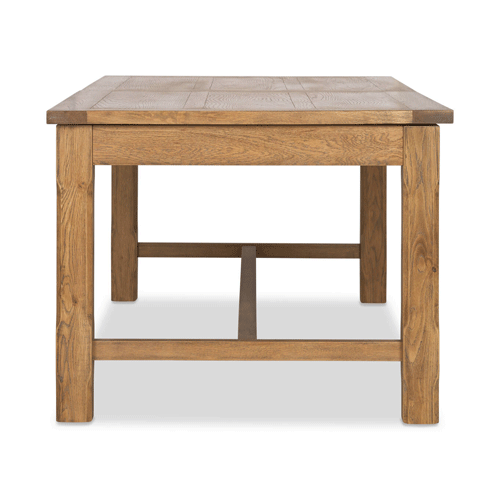 Hartley Extendable Dining Table with Crossbar Base - 82.7/102.4/122 Inches (2.1/2.6/3.1m) - Solid Wood Expandable Table for Dining Room, Kitchen, and Family Gatherings