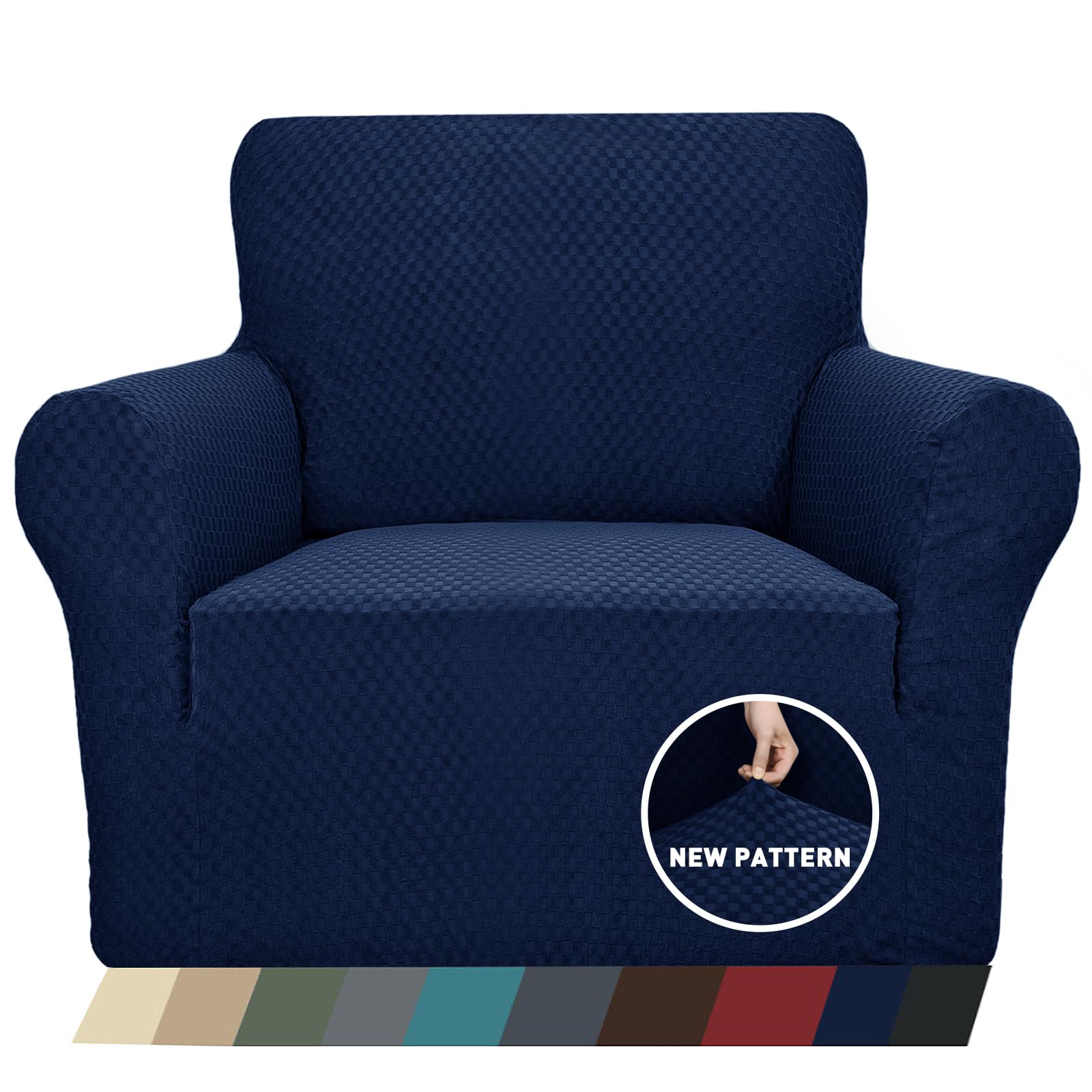 ZNSAYOTX Jacquard Stretch Slipcover for Living Room Chairs - Anti-Slip, Pet-Friendly Sofa Cover with Arms, Navy Blue Furniture Protector for Armchairs & Couches | Perfect for Home Decor, Pet Owners & Furniture Protection