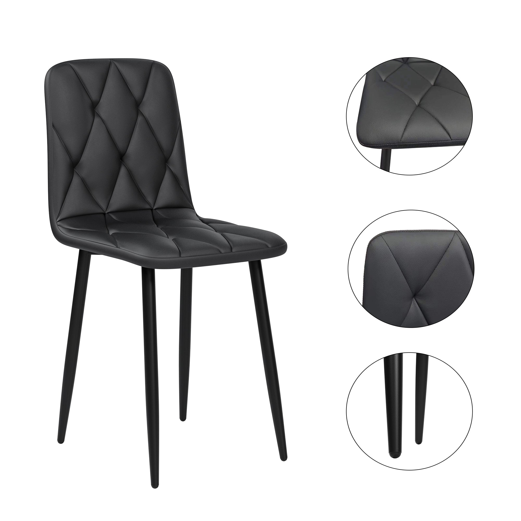 4 Pack Modern PU Upholstered Dining Chairs with Cushioned Seats & Sturdy Metal Legs - Elegant Kitchen & Dining Room Furniture for Home, Restaurant, or Office Use