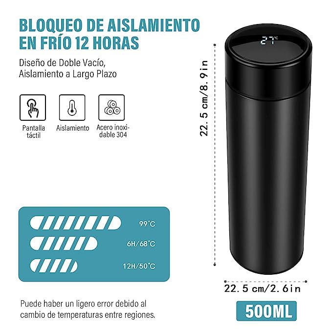 Premium NNS 500ml Stainless Steel Vacuum Insulated Smart Water Bottle with LED Temperature Display | Keeps Hot & Cold for 24 Hours | Perfect for Travel, Hiking, Gym & Outdoor Activities