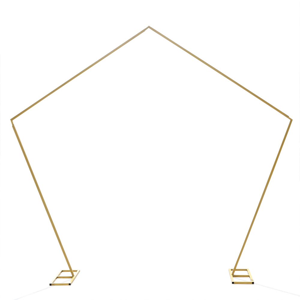 8.5ft Golden Metal Wedding Arch - Pentagon Gazebo Bracket for Balloon Decor, Garden & Party Backdrop - Indoor & Outdoor Event Decoration for Weddings, Birthdays, Photo Shoots