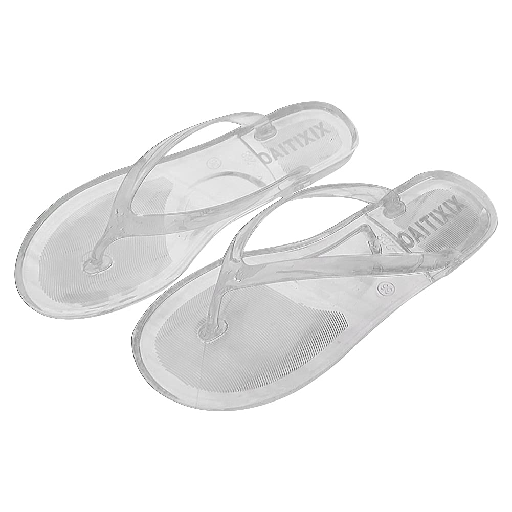 YIBLBOX Women's Transparent Flip Flops - Comfortable Beach Sandals & Pool Slippers for Summer, Outdoor, Vacation, and Bathroom Use