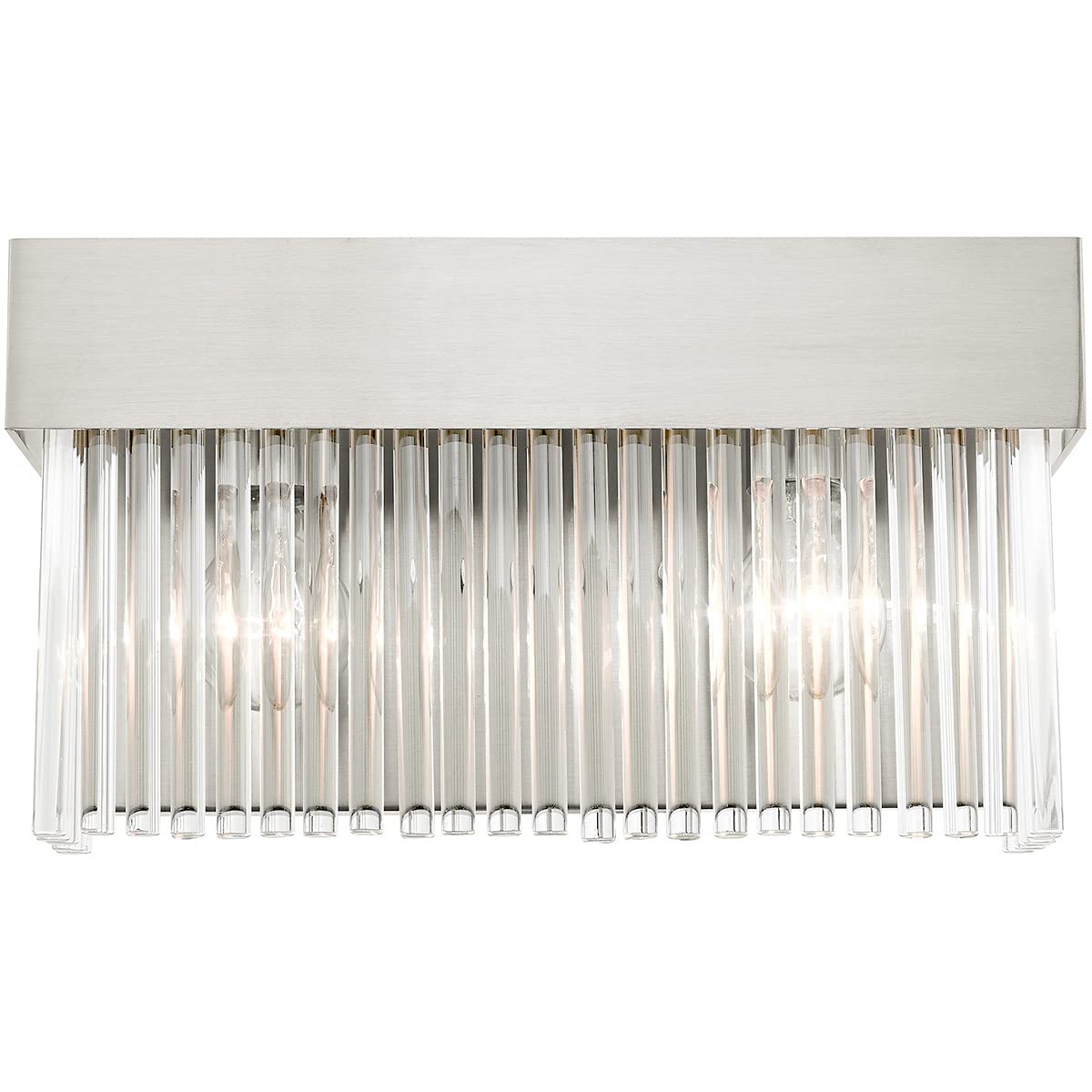 Livex Lighting 15712-91 Brushed Nickel Bathroom Vanity Light Fixture - 2 Lights, Modern Sconce for Bathroom Mirror, Perfect for Vanity Makeup Area and Powder Room Lighting