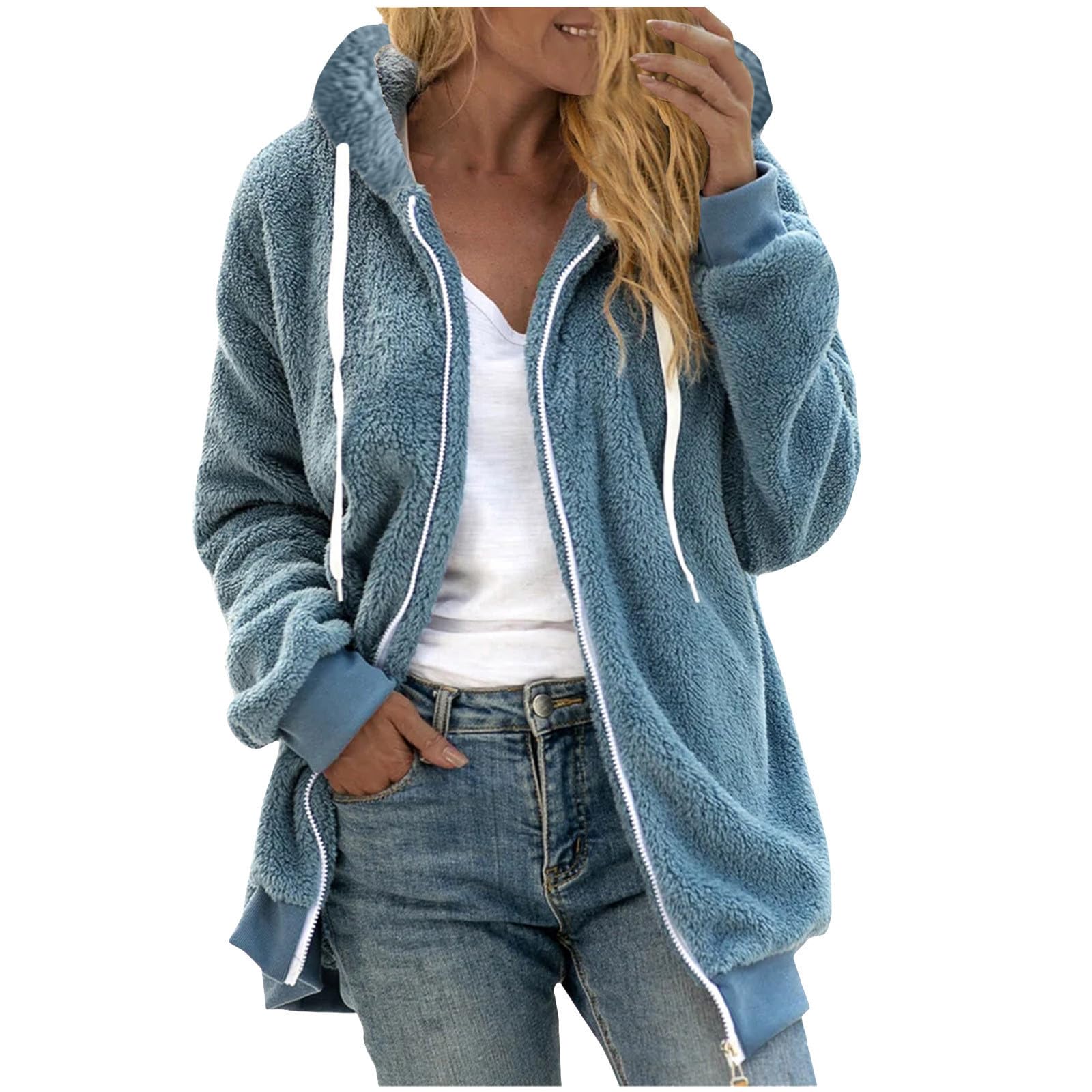 Yelldesk Women's Winter Coats 2024 - Warm Fuzzy Fleece Long Sleeve Jacket for Cold Weather | Outdoor Activities & Daily Wear Fashion Coat