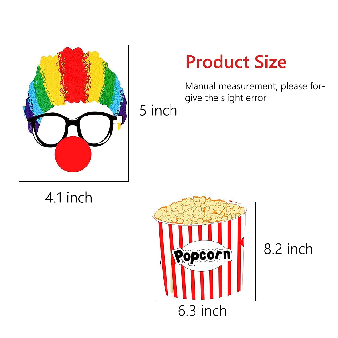 36pcs Circus Photo Booth Props with Stickers - Funny Carnival Theme Party Decorations for Birthday, Baby Shower & Halloween - Perfect for Photo Booths, Themed Parties & Social Media Fun