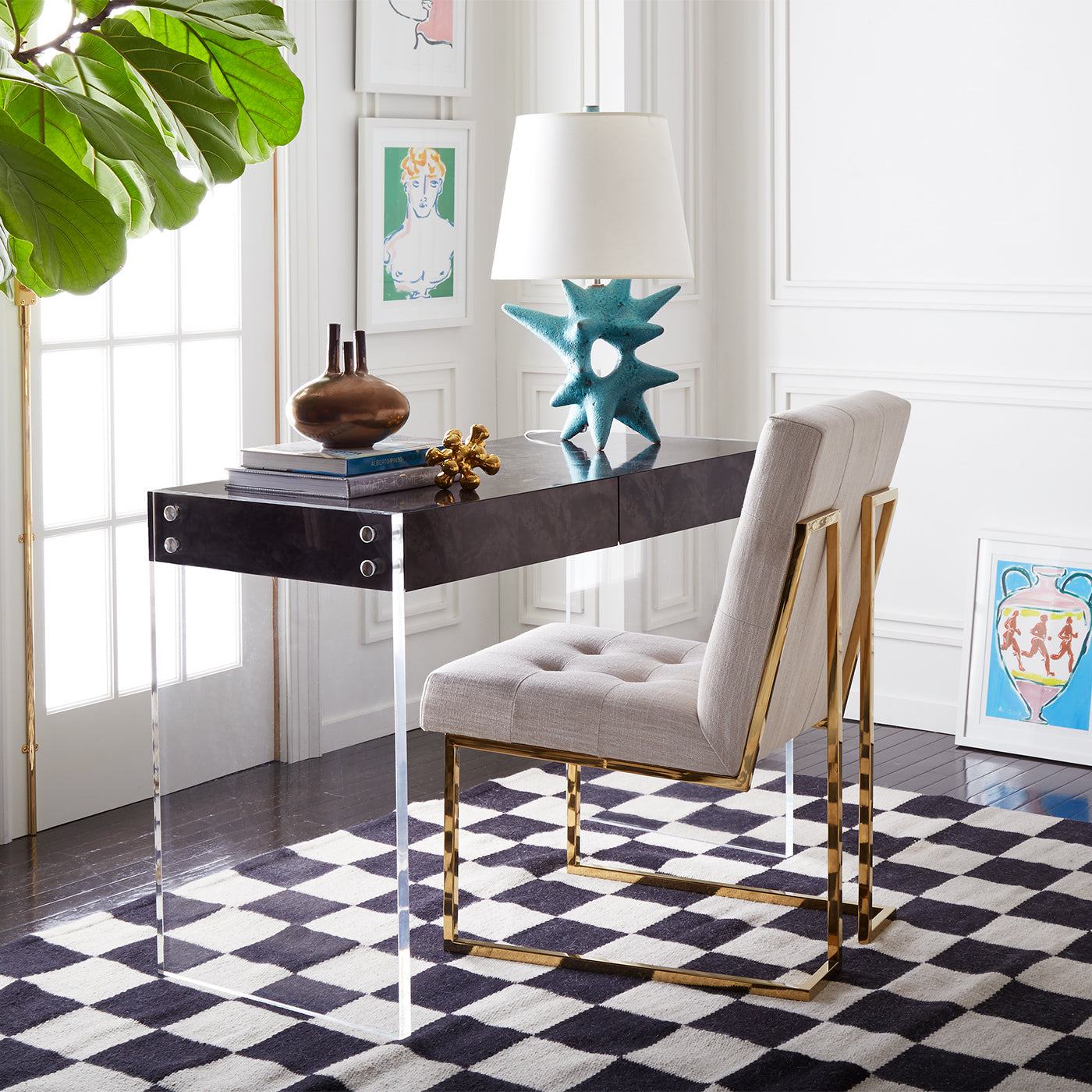Checkerboard Medium Scale Flatweave Rug - Non-Slip Geometric Pattern Area Rug for Living Room, Bedroom, Dining Room - Perfect for Home Decor and Floor Protection