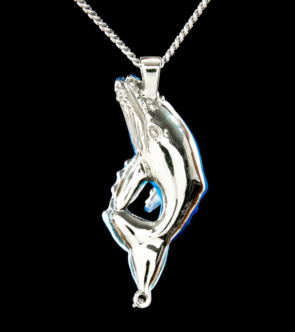 14K White Gold Diamond Humpback Whale Pendant Necklace - Elegant Ocean-Themed Jewelry for Women, Perfect Gift for Birthday, Anniversary & Special Occasions